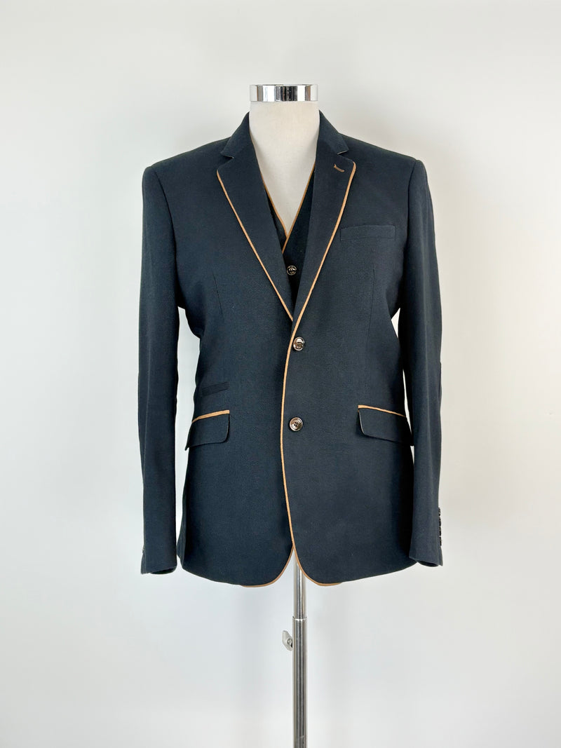 Cavani Navy Blue Waistcoat & Blazer Set - 52R