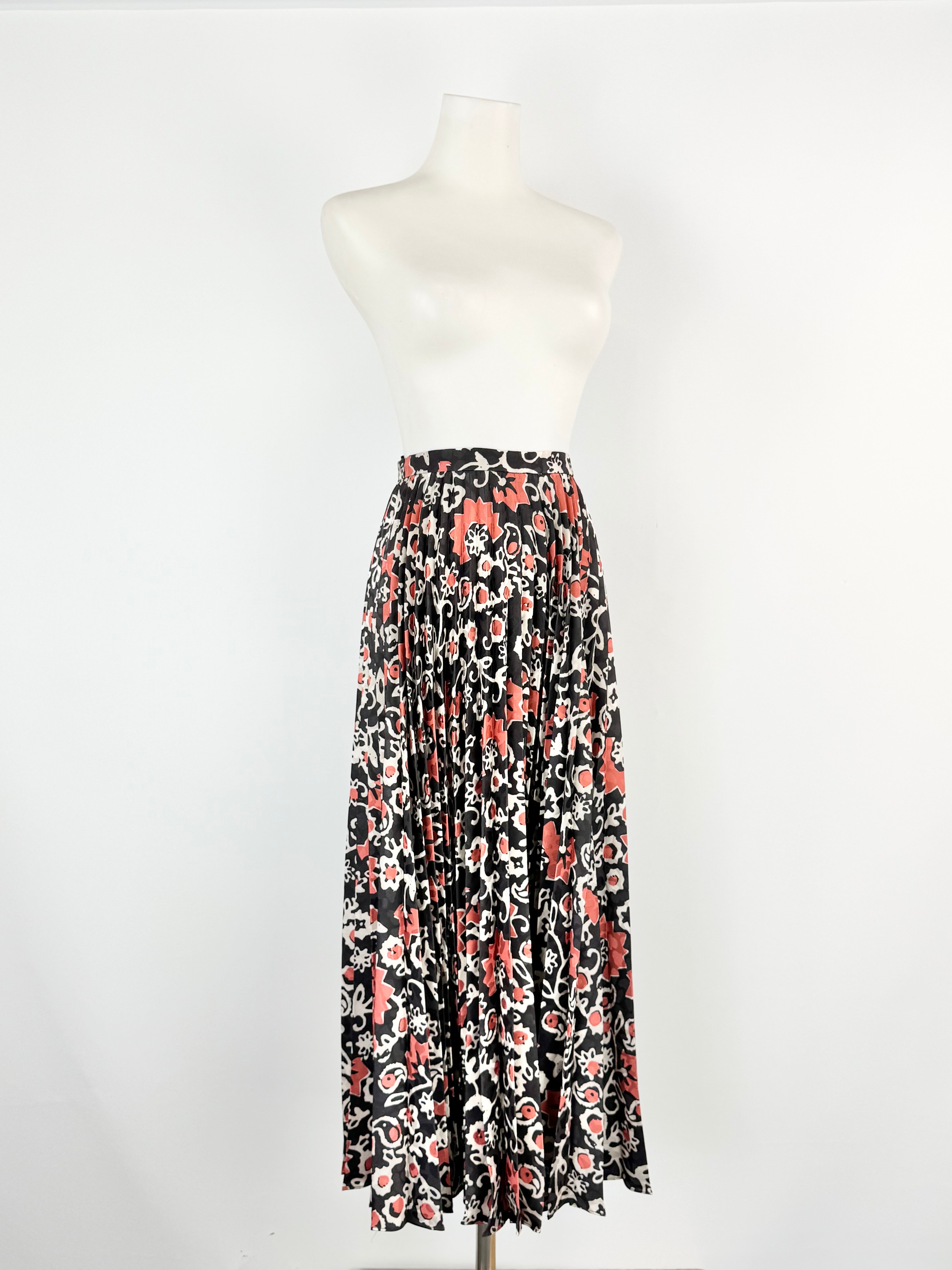 Saloni Brown 'Cobblestone' Floral Patterned Pleated Skirt - AU10
