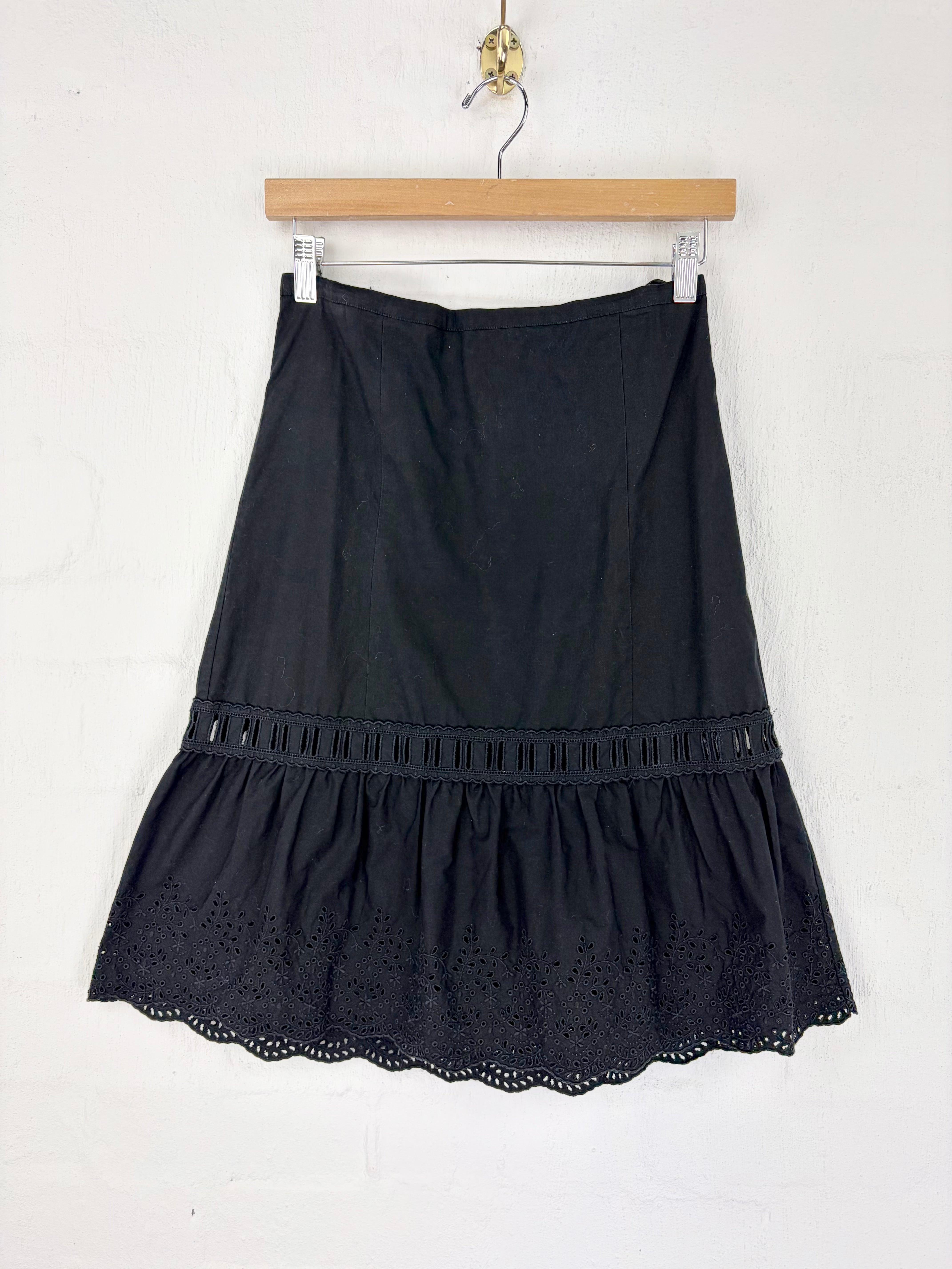 Miu Miu Black Broderie Anglais Cotton Skirt - AU8/10