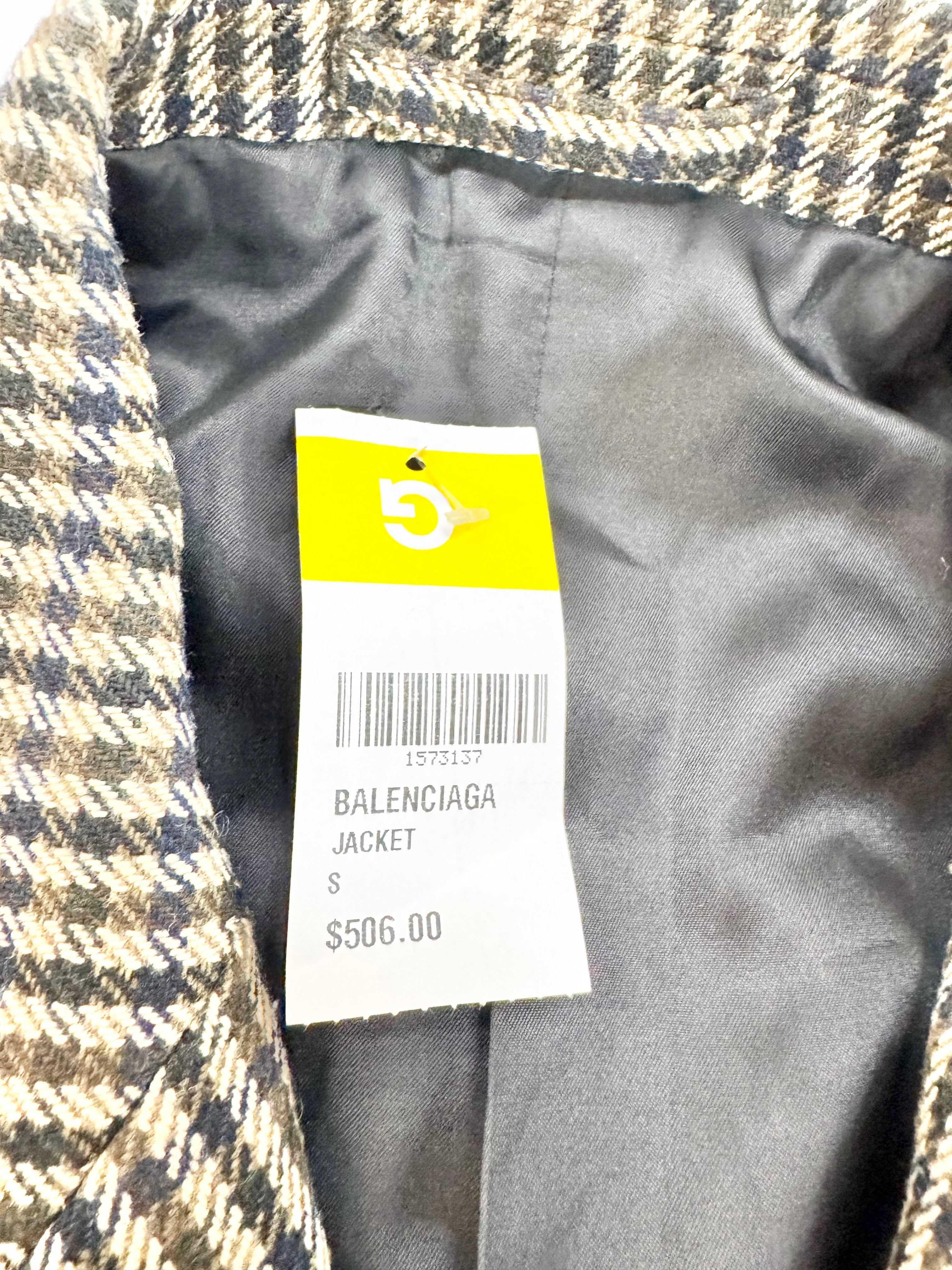 Balenciaga Houndstooth Wool Double Breasted Jacket - AU8/10