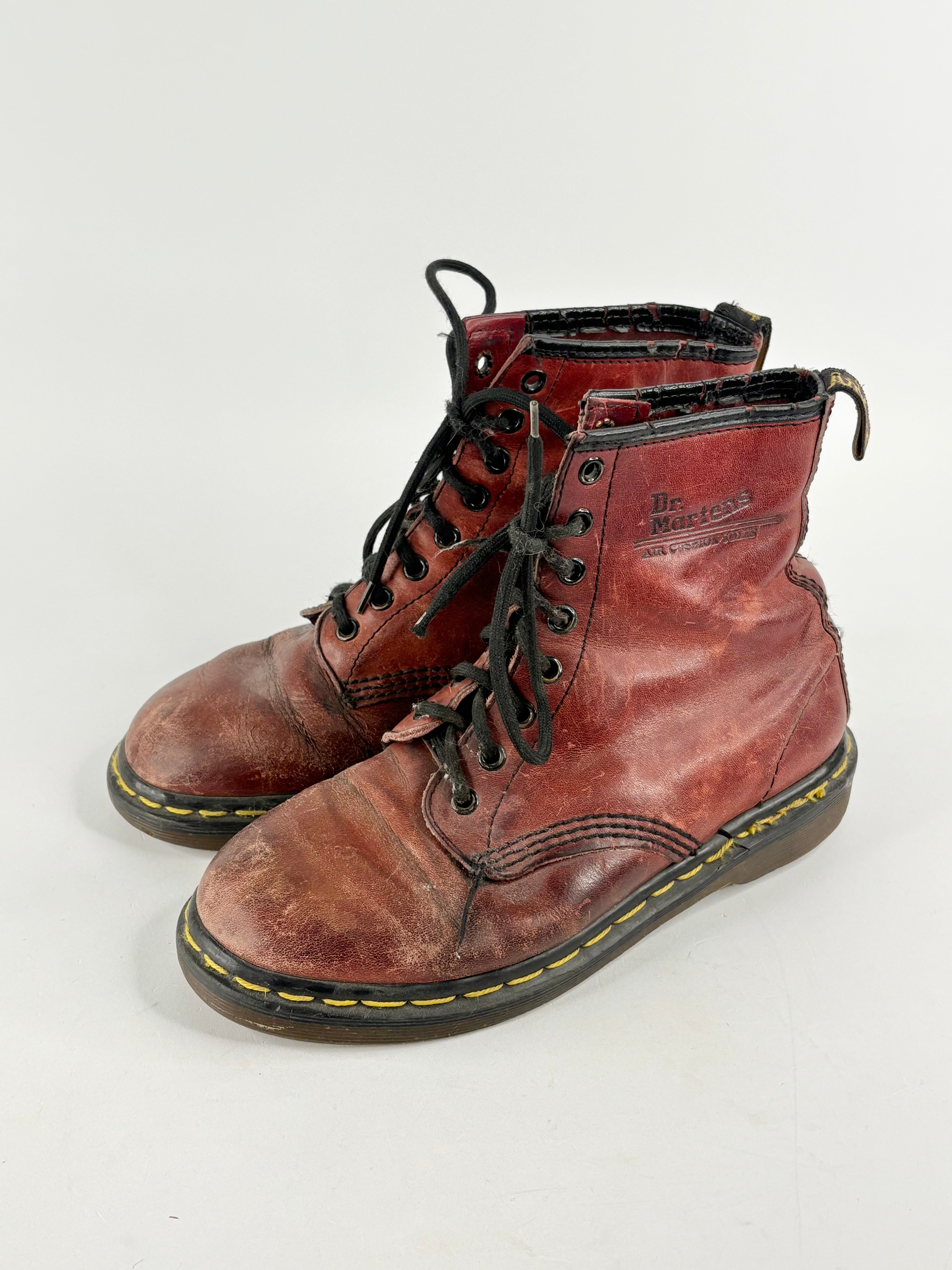 Dr. Martens Vintage Cherry Red Leather Lace Up Boots - EU38