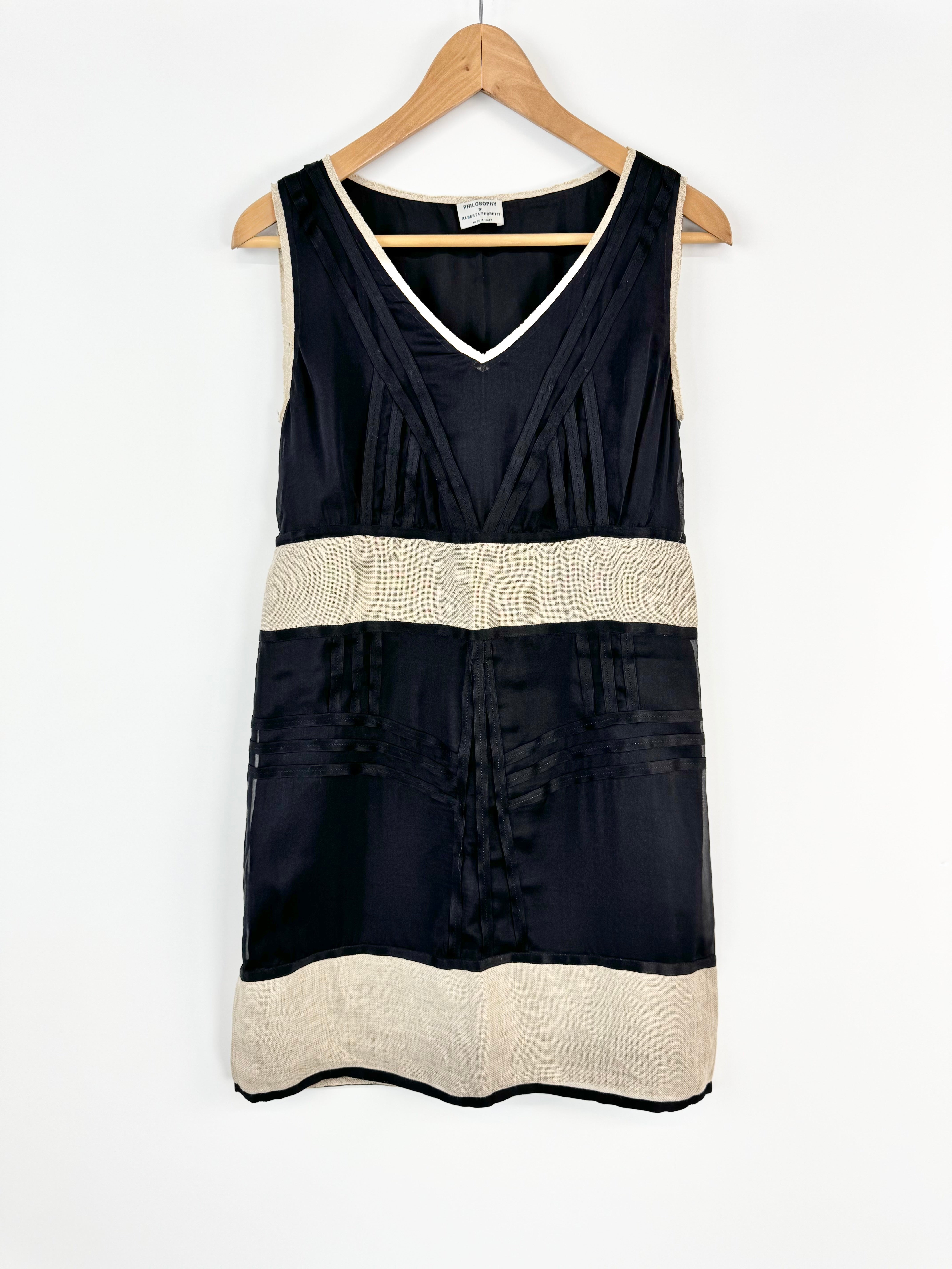 Philosophy Di Alberta Ferretti Black Silk & Linen Dress - AU6