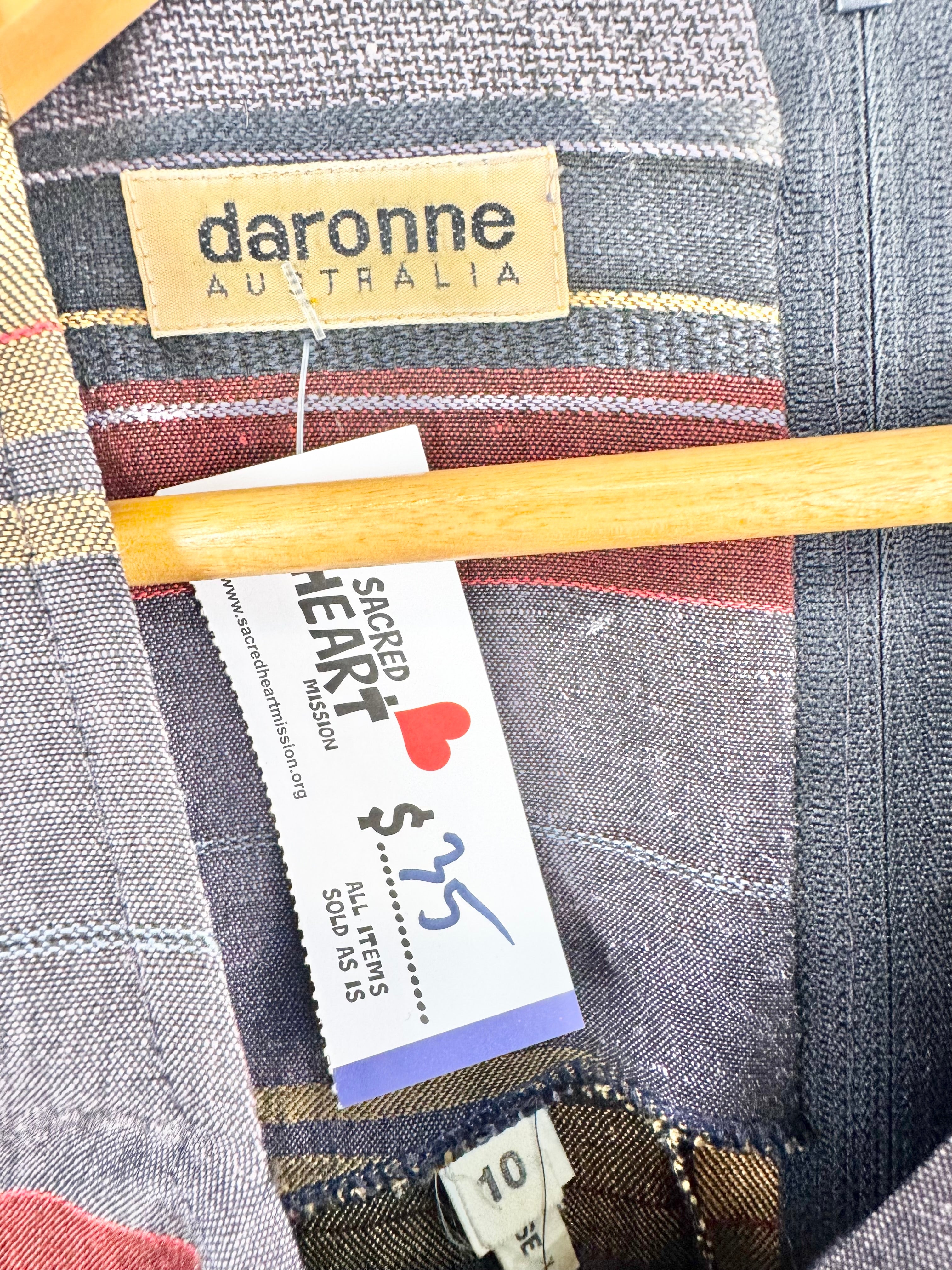 Daronne Blue Red & Gold Striped Dress - AU10