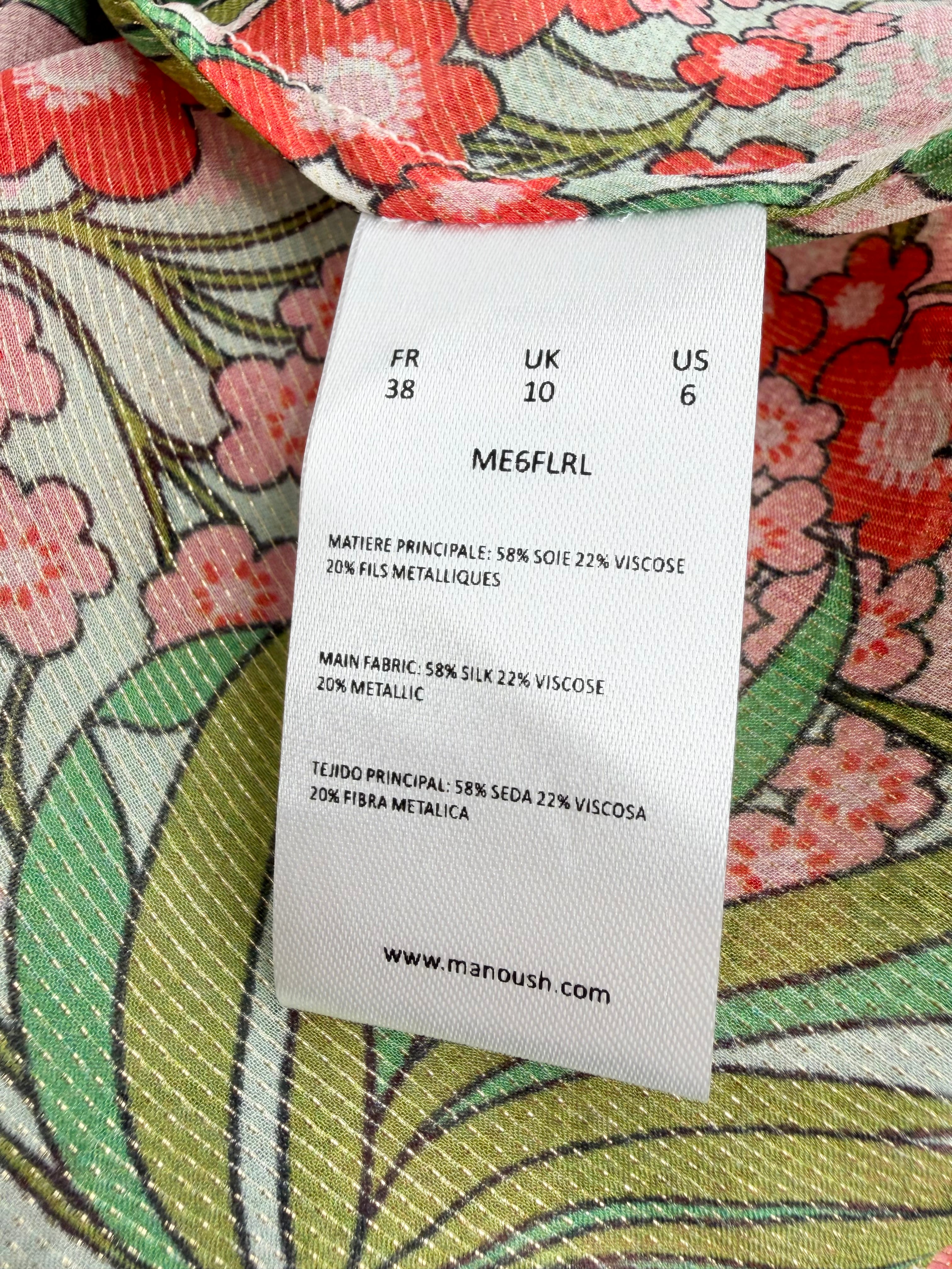 Manoush Retro Floral Patterned Silk & Lurex Prairie Dress - AU10