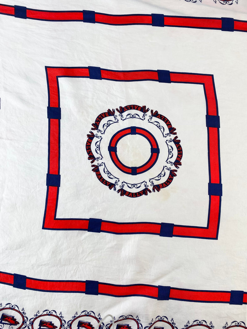 Bally White, Blue & Red Square Silk Scarf