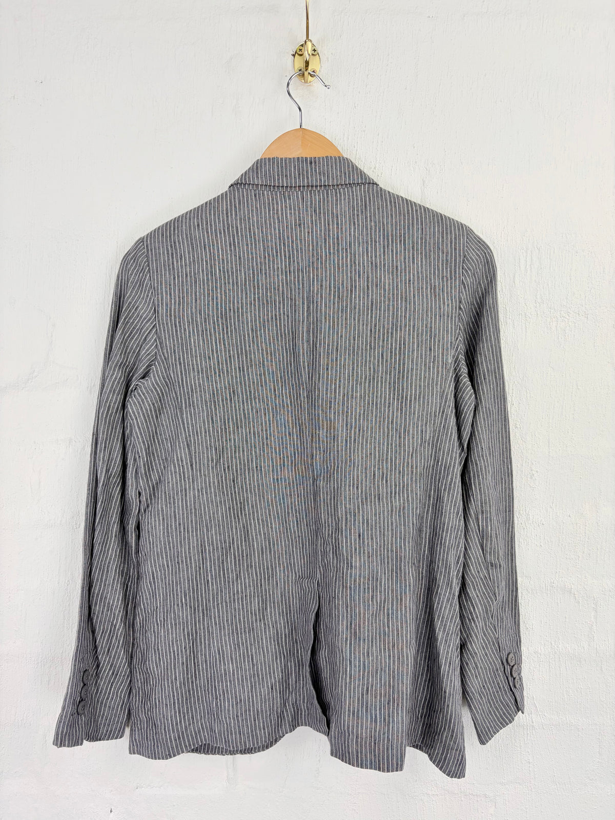 Agnès B.  Grey & White Pinstripe Tailored Slim Fit Blazer - AU8/10