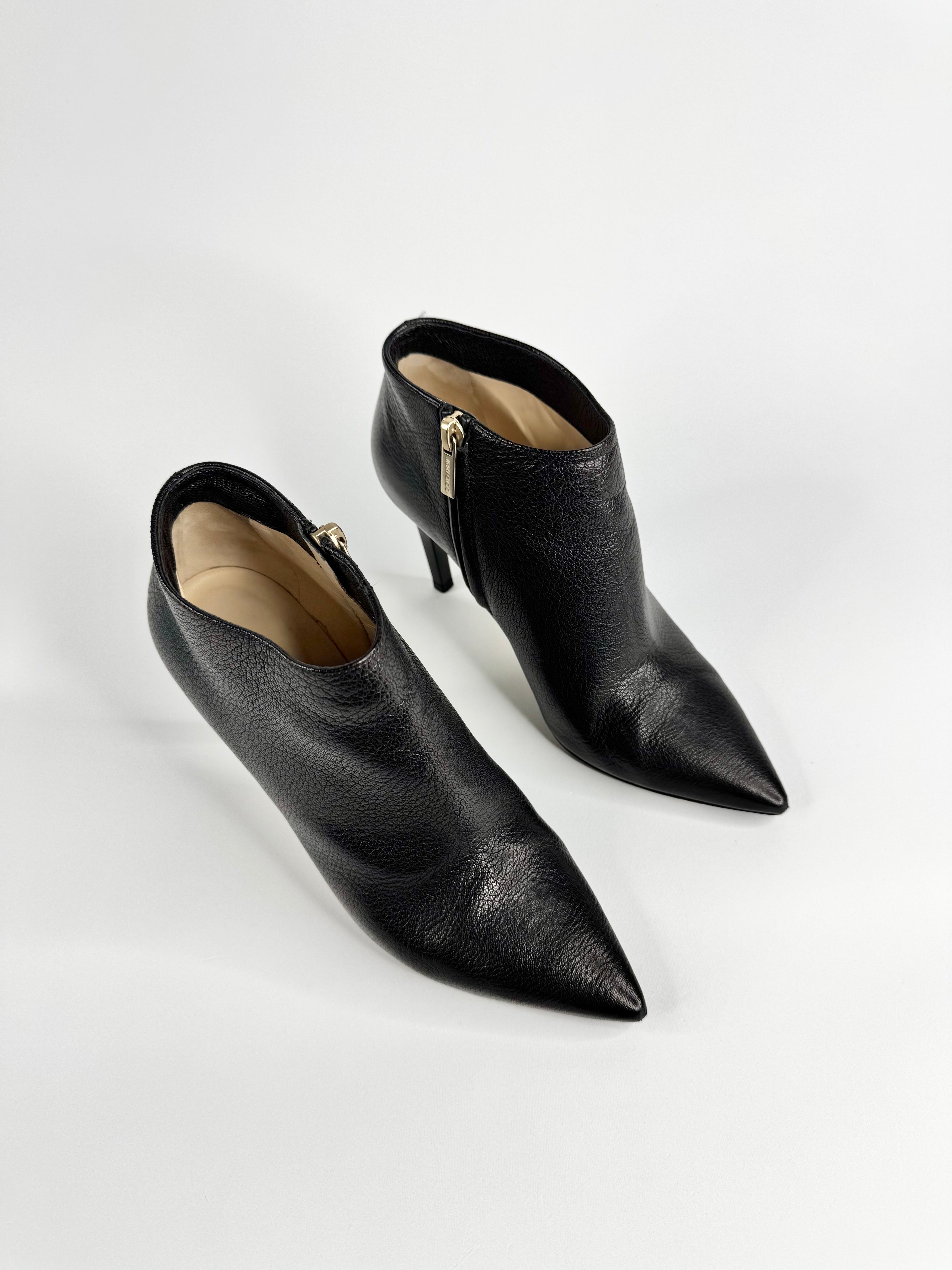 Jimmy Choo Black Grained Leather 'Liesel' Ankle Boots - EU36