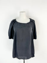 Sandro Black Silk Cap Sleeve Blouse - AU8/10
