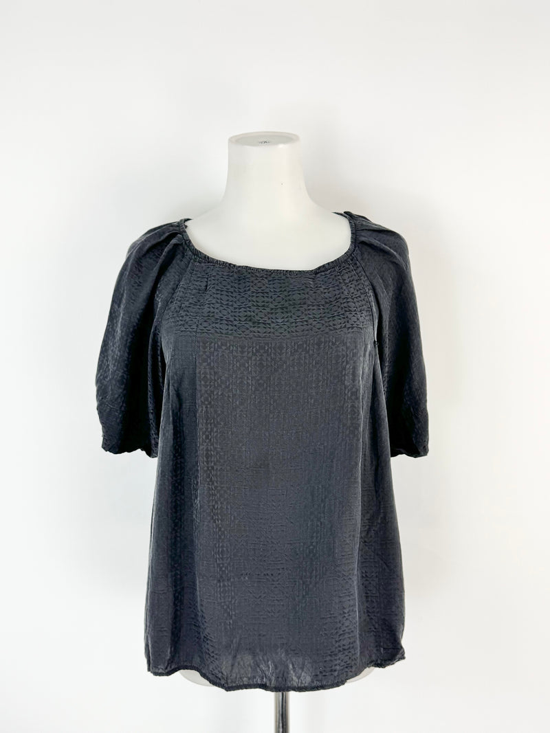 Sandro Black Silk Cap Sleeve Blouse - AU8/10