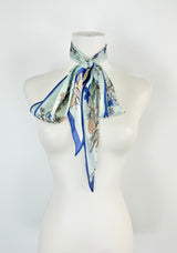 Oscar de la Renta Pale Blue Long Posy Scarf