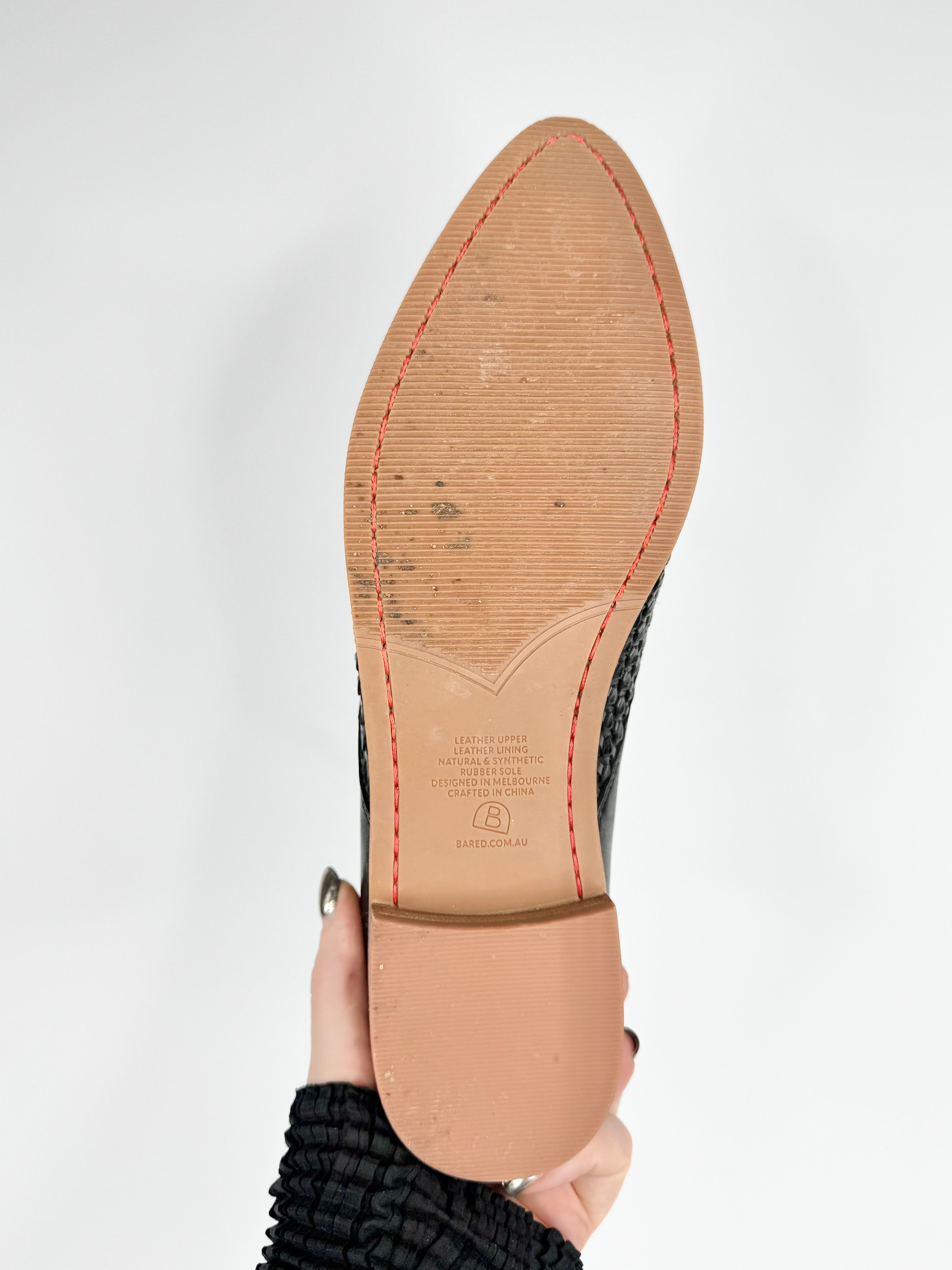Bared Black Woven Leather Lace Ups - EU40
