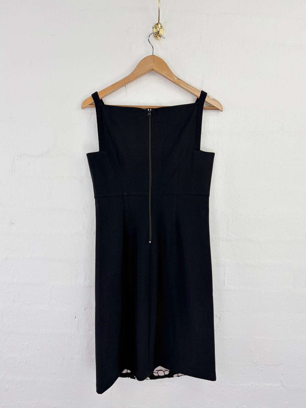 Diane von Furtenburg Black & Ivory Lace Panel Midi Dress - AU8/10