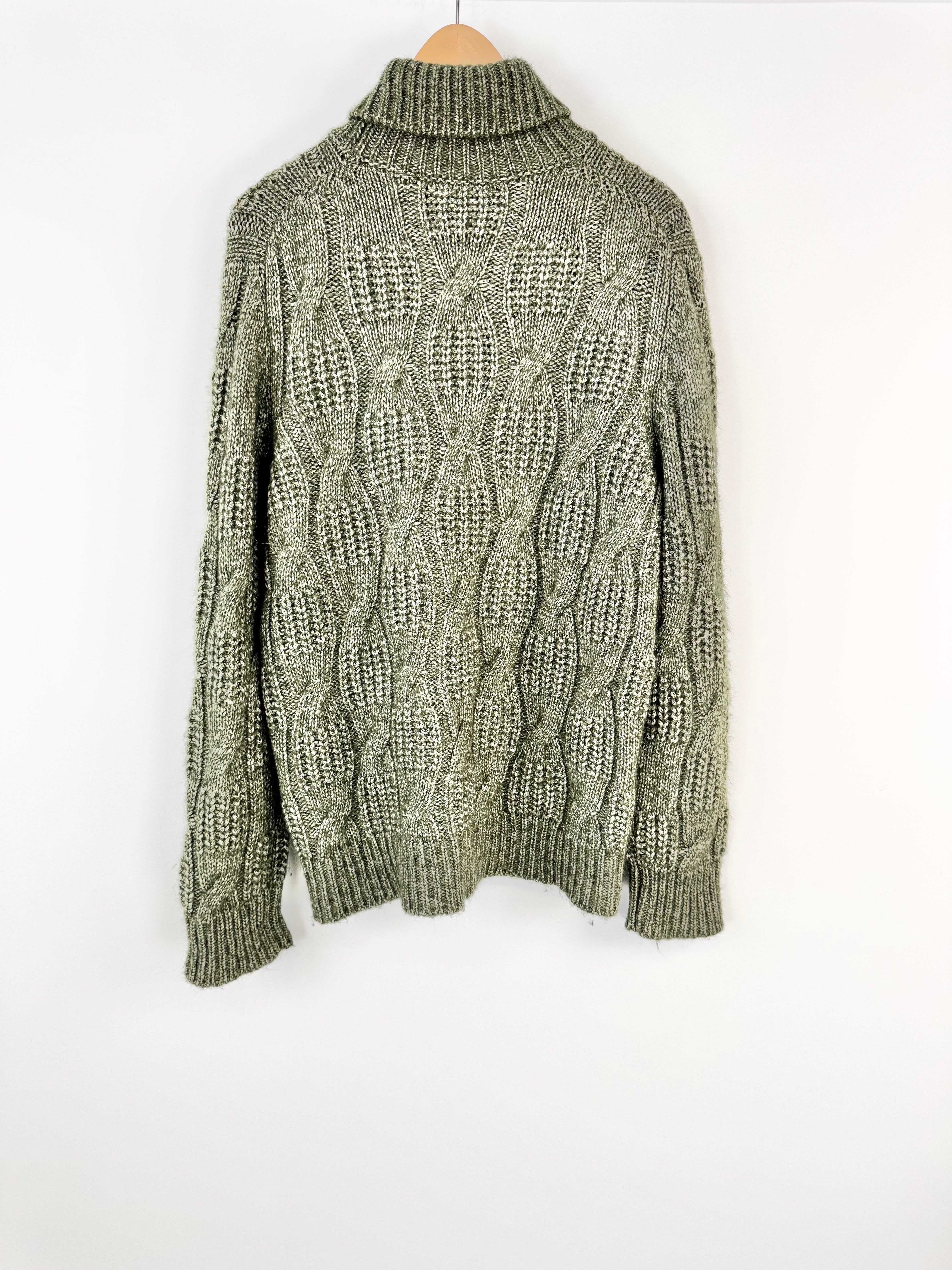 Gran Sasso Green Cable Knit Turtleneck - AU12