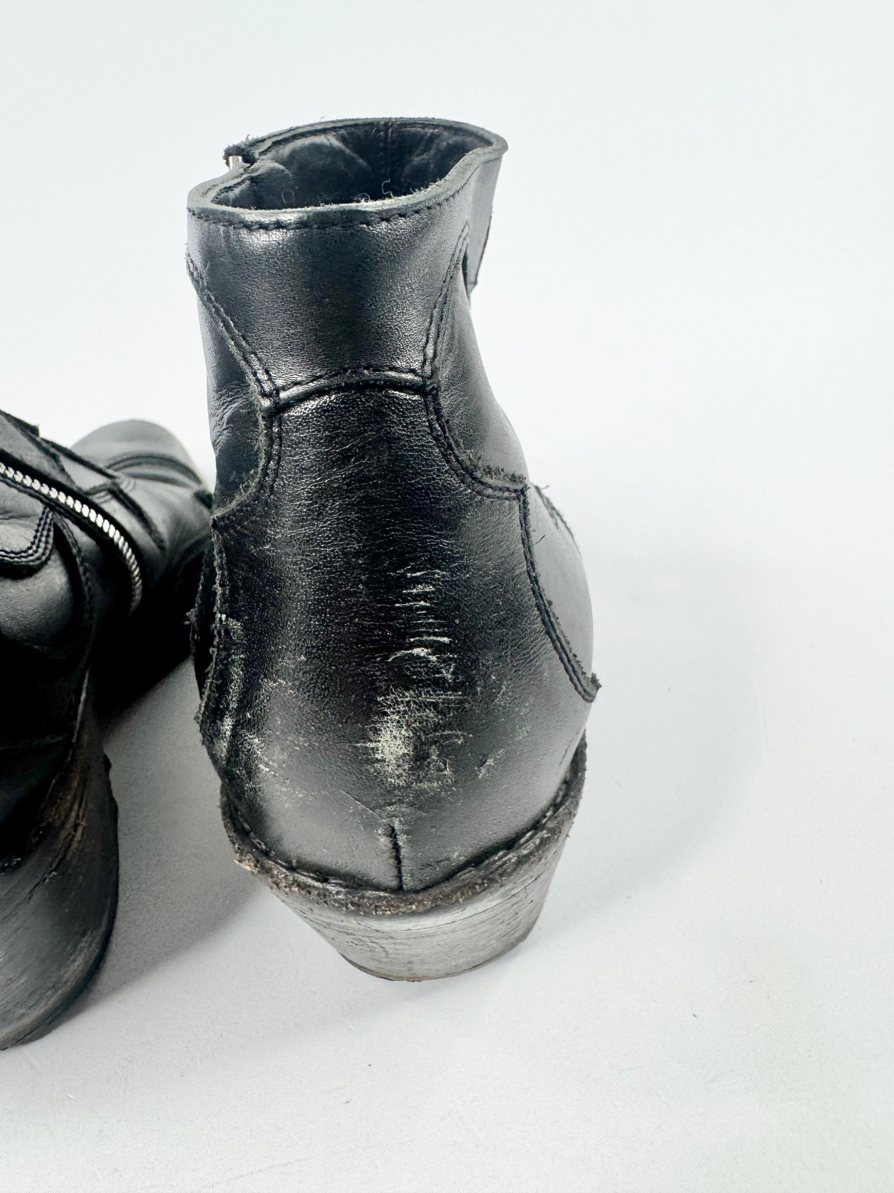 McQ Black Moon & Stars Cowboy Ankle Boots - EU39