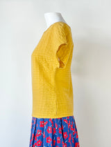 Wilga Mustard Yellow Textured Short Sleeve Top - AU6