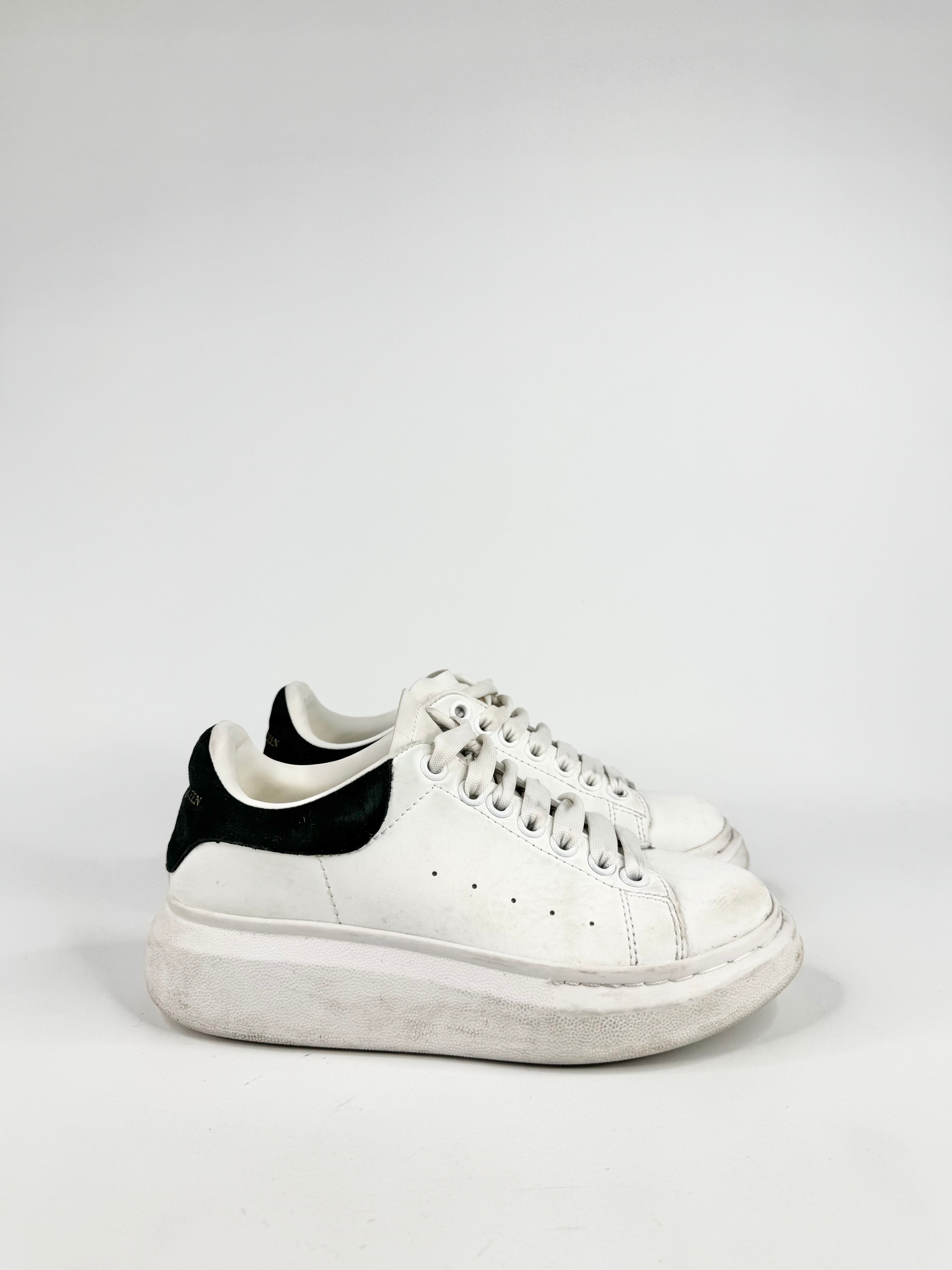 Alexander McQueen White Black Suede Trim Oversized Sneakers - EU37