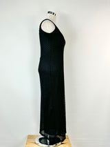 Vintage 90s Johnny Dexters Unneccessary Objects Black Sheer Lace Midi Dress - AU10