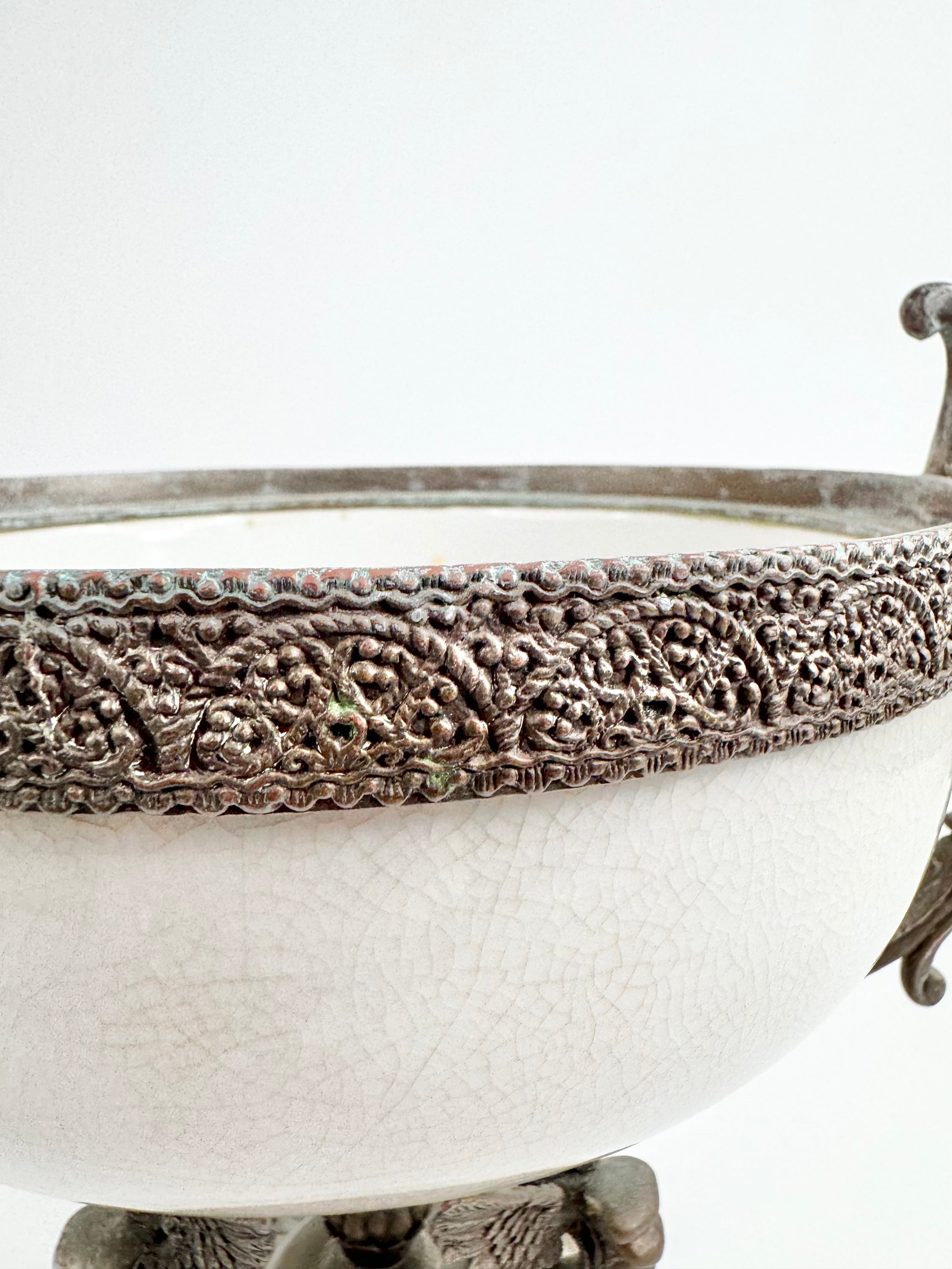 Vintage R.M. Hall Pty Ltd Crackle Glaze Centrepiece Bowl