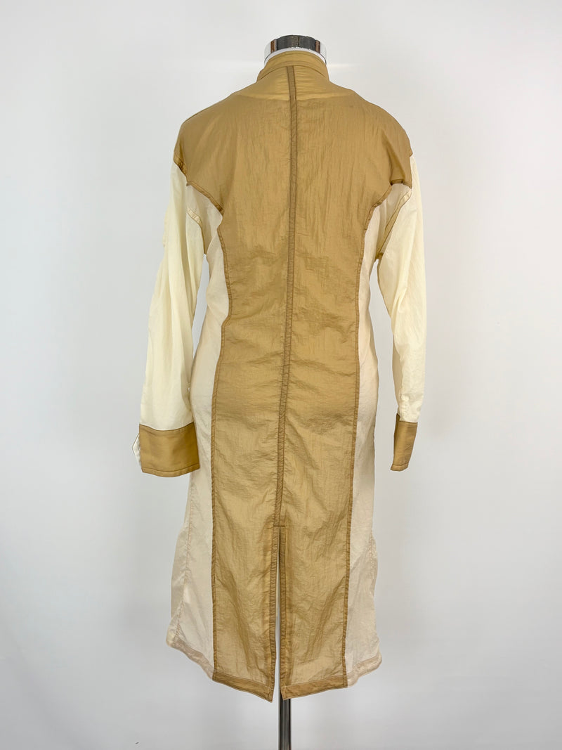 Initial Fashion Sheer Beige Nylon Coat - AU12