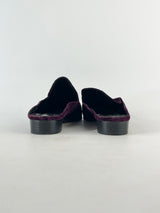 Robert Clergerie Bordeaux Grained Velvet Mules - EU41