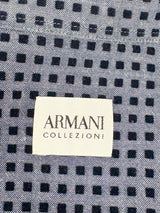 Armani Collezioni Pigeon Blue Felted-Square Pattern Shirt - XL