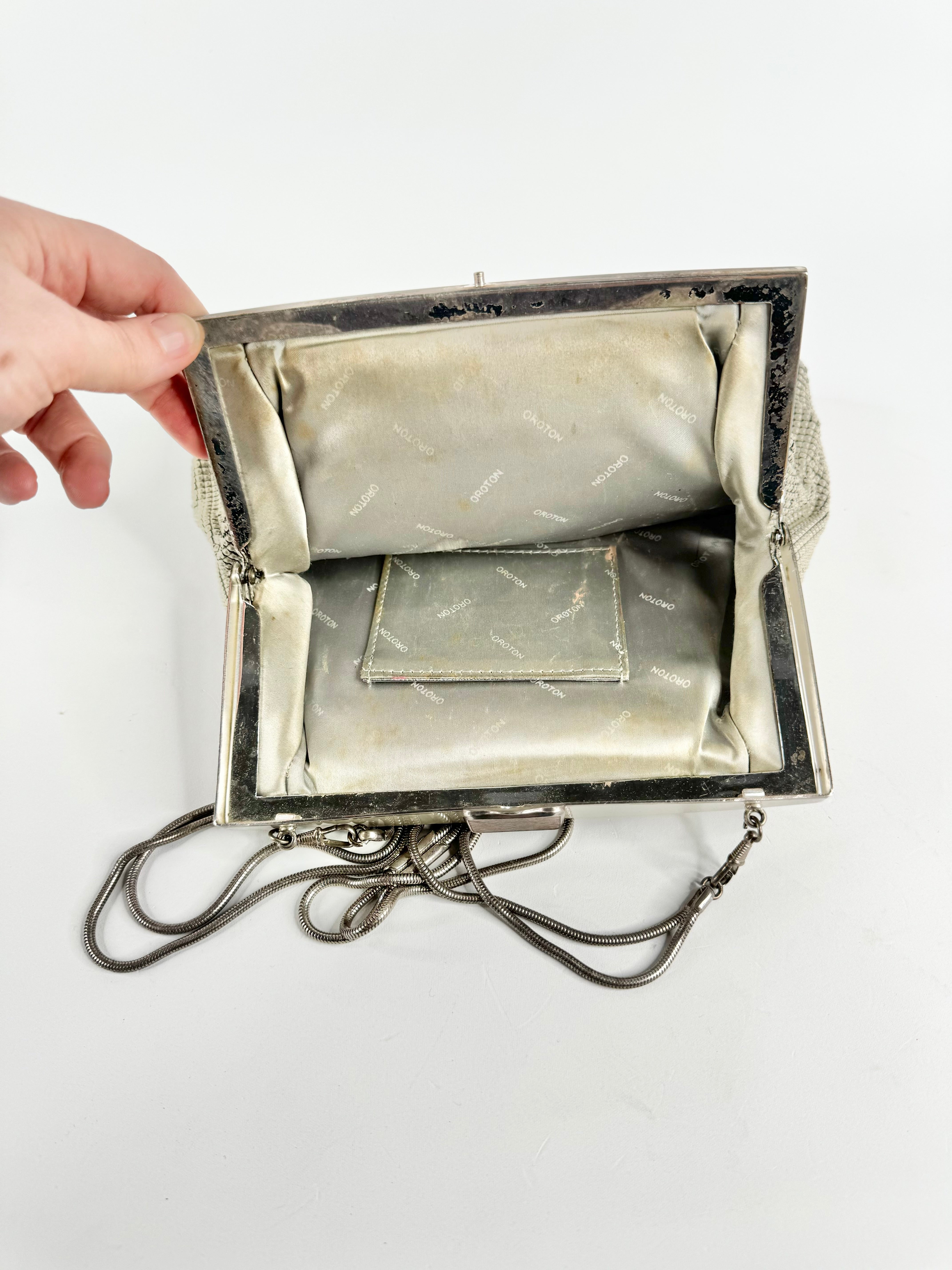 Vintage Oroton Dove Grey Mesh Bag