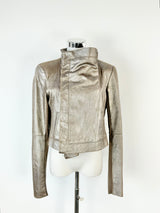 Husk Frosted Taupe Lamb Leather Jacket - AU8/10