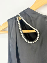 Rachel Gilbert Black Diamante-Encrusted Shoulder Gown - AU6