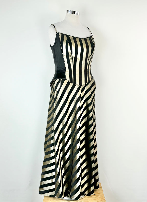 Y2K Ania G Fashion Black & Gold Striped Formal Set - AU12