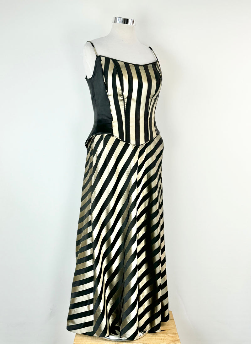 Y2K Ania G Fashion Black & Gold Striped Formal Set - AU12