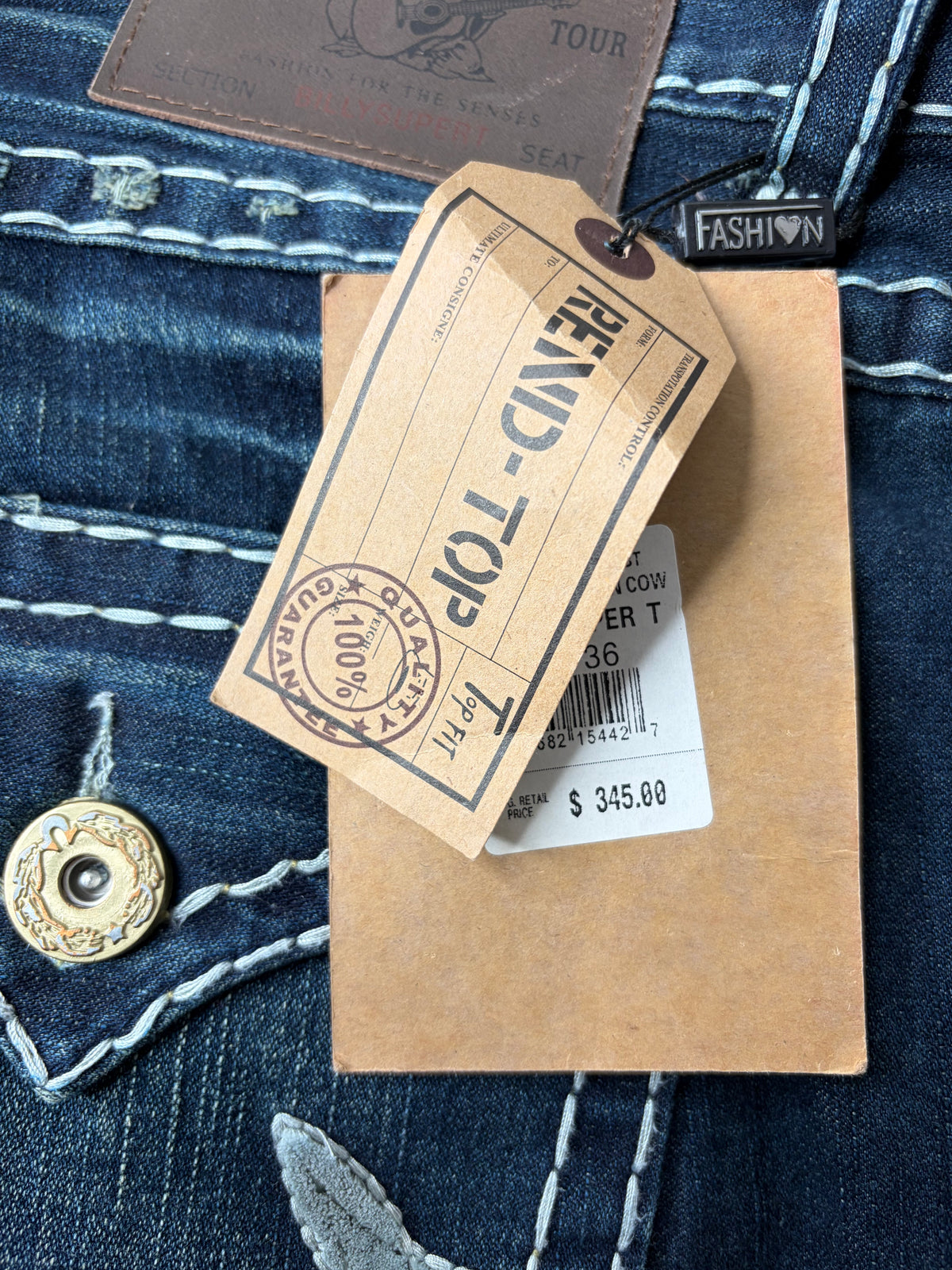 True Religion Urban Cowboy 'Billy' Super T Jeans NWT - 36