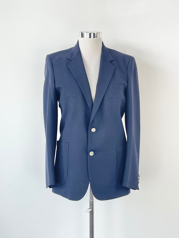 Yves Saint Laurent Vintage Navy Blue Wool Blazer - 40R