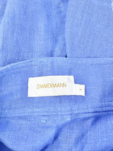 Zimmermann Cornflower Blue Linen High Waisted Shorts - AU8/10