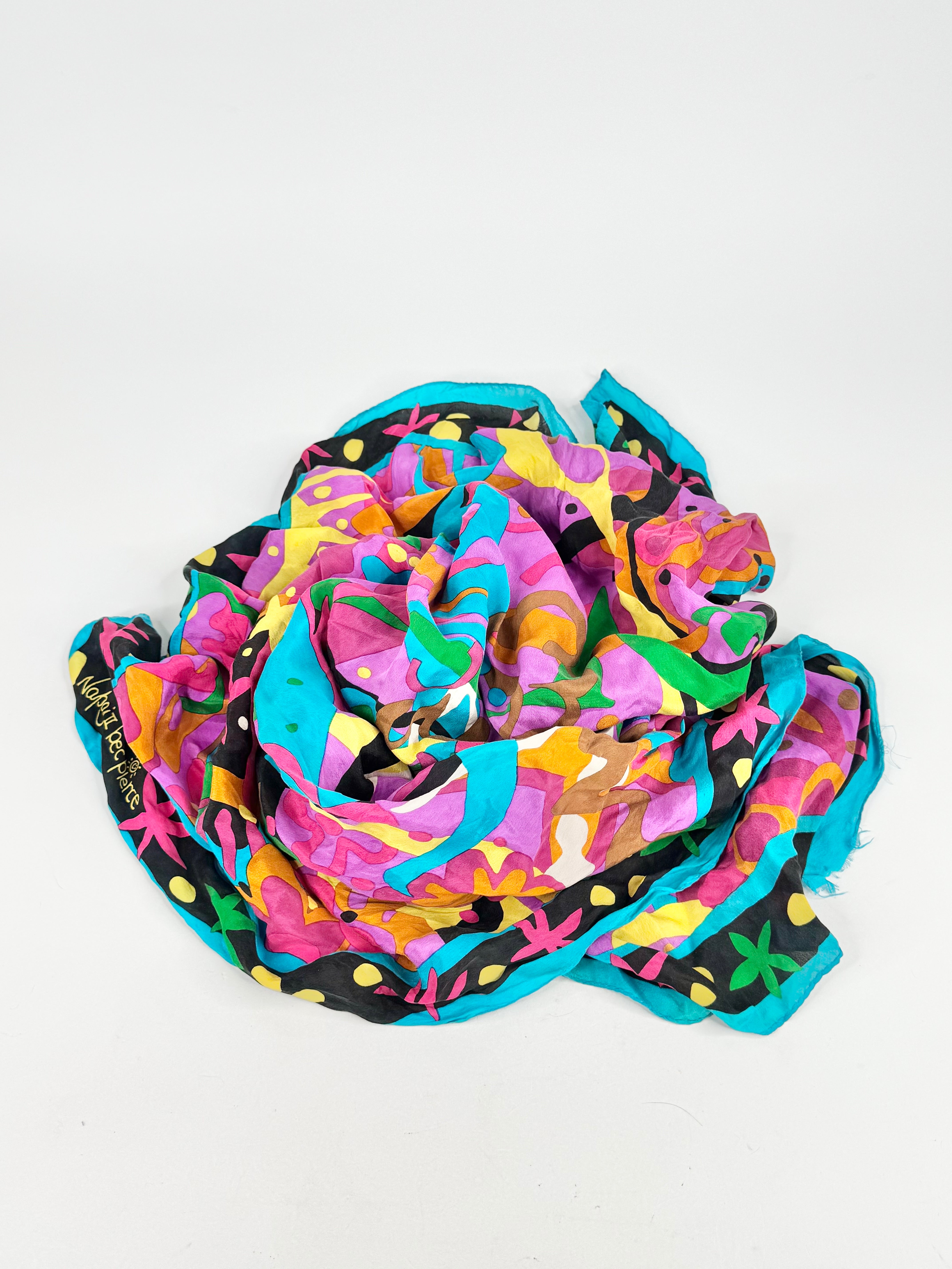Vintage 80s Bec Pierce Silk Scarf