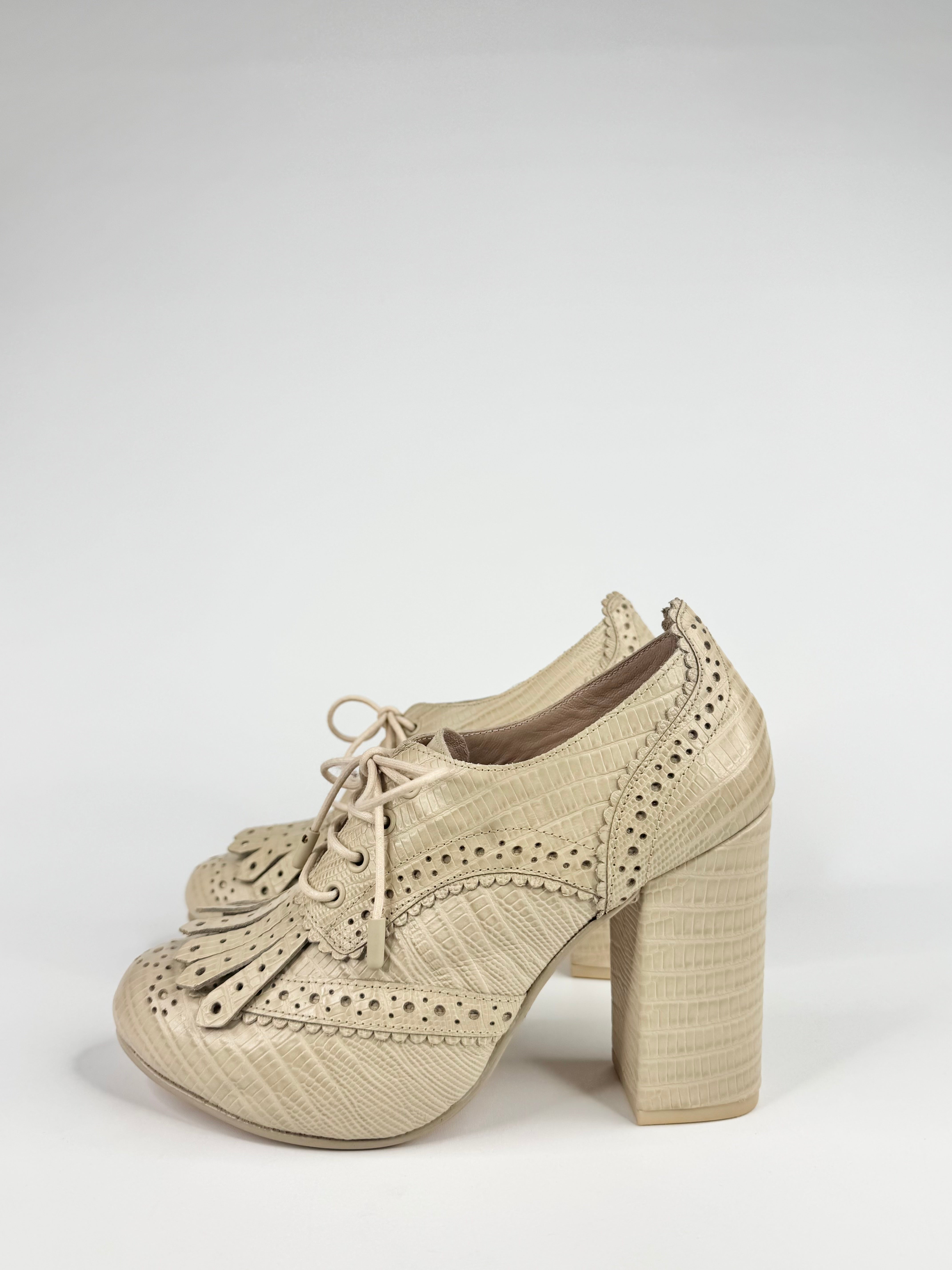 Zimmermann Beige Brogue Embossed Leather Heels NWT - EU37