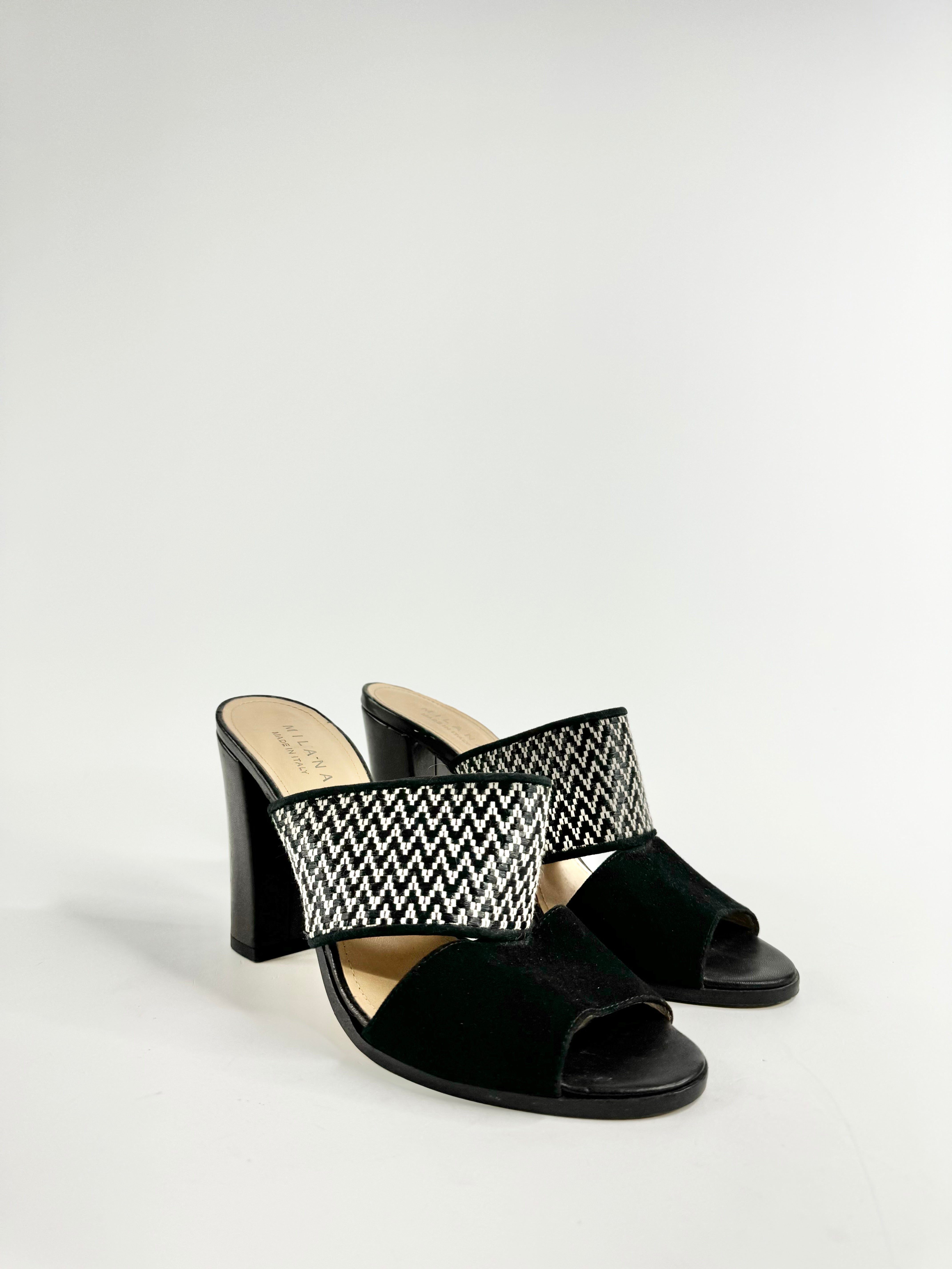 Milana Black & White Peep Toe Heels - EU41