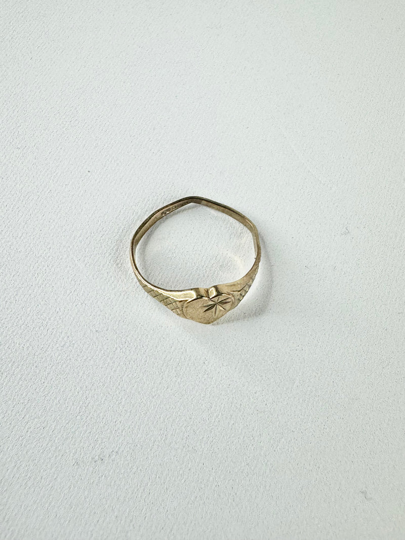 9ct Gold Engraved Childs Signet Ring