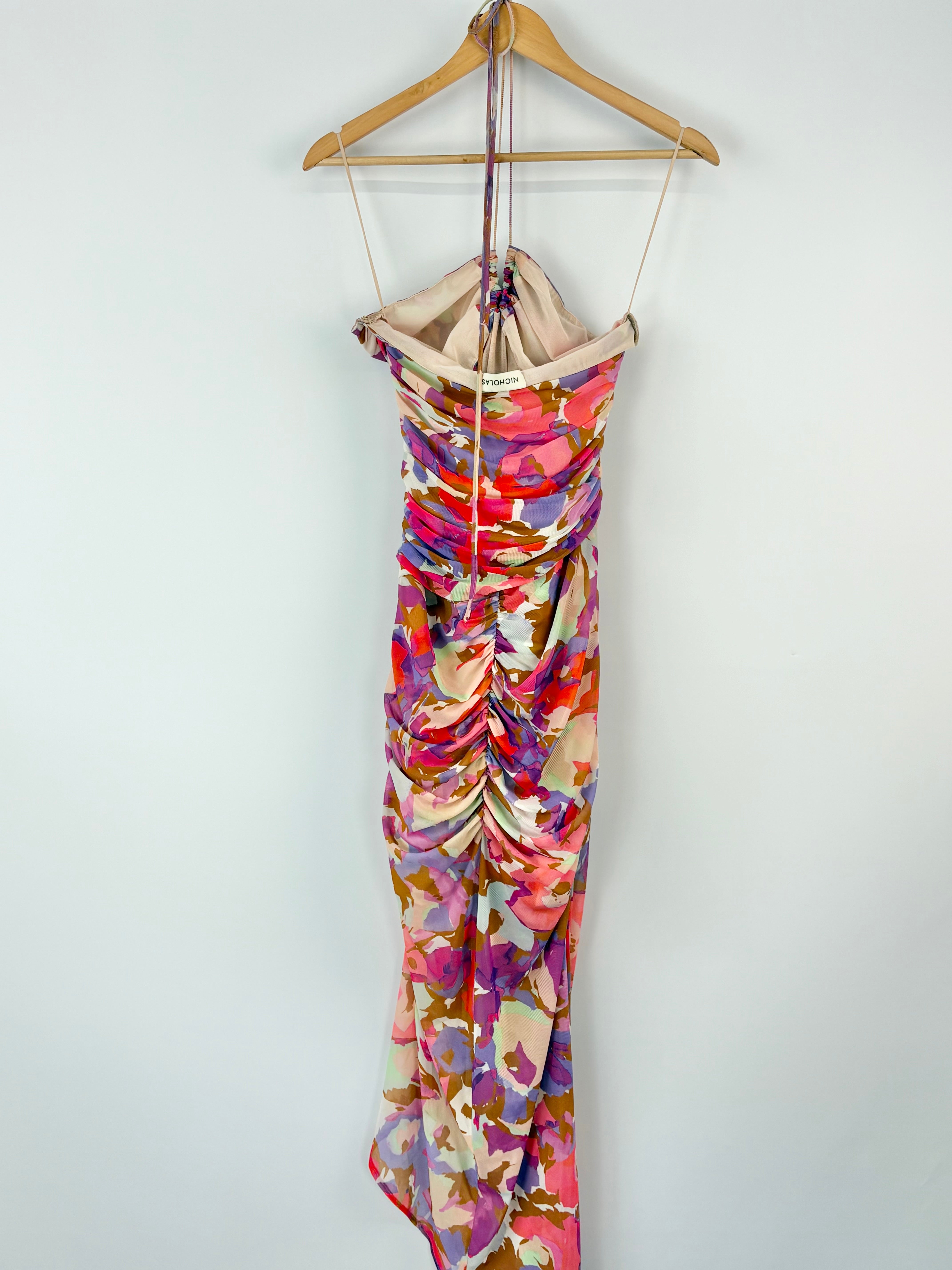 Nicholas Abstract Floral 'Maeve' Halter Midi Dress - AU10