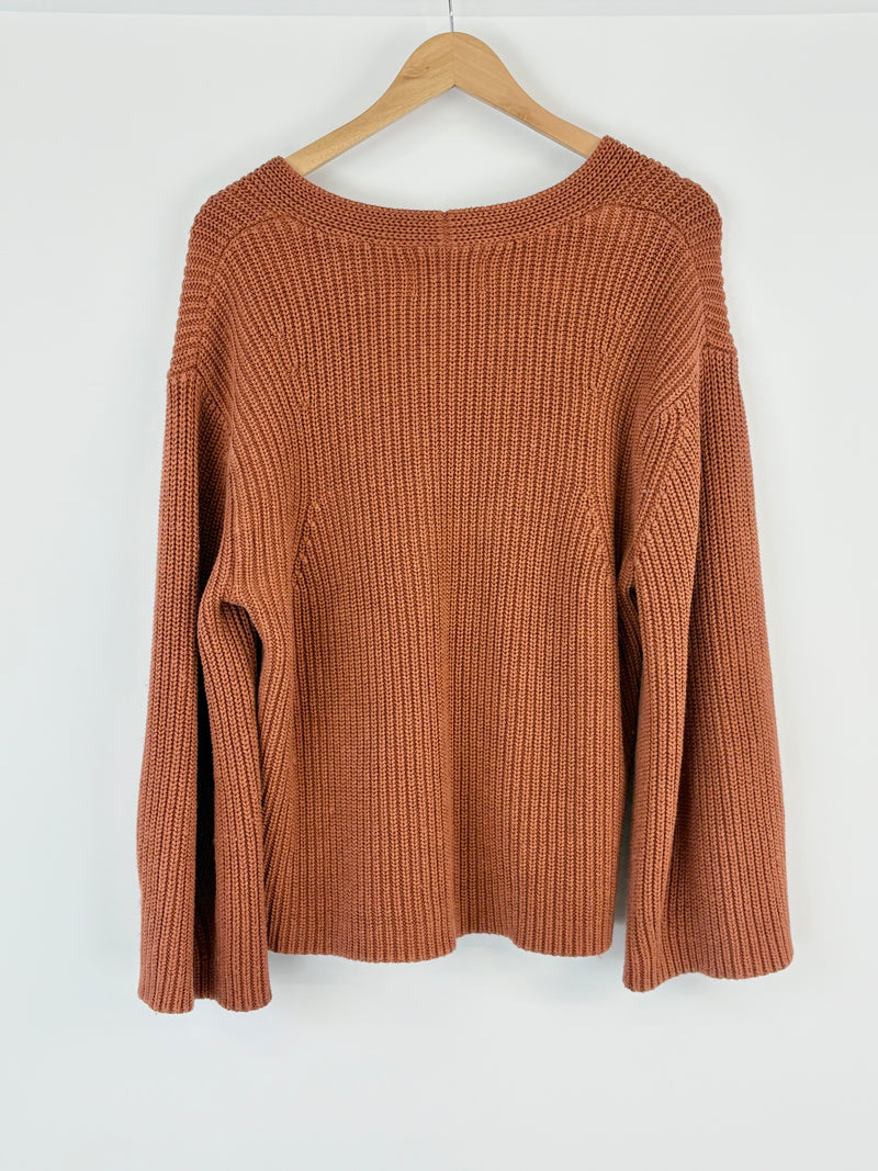 Joslin Rust Micro-Cable Knit Relaxed Sweater - AU6/8
