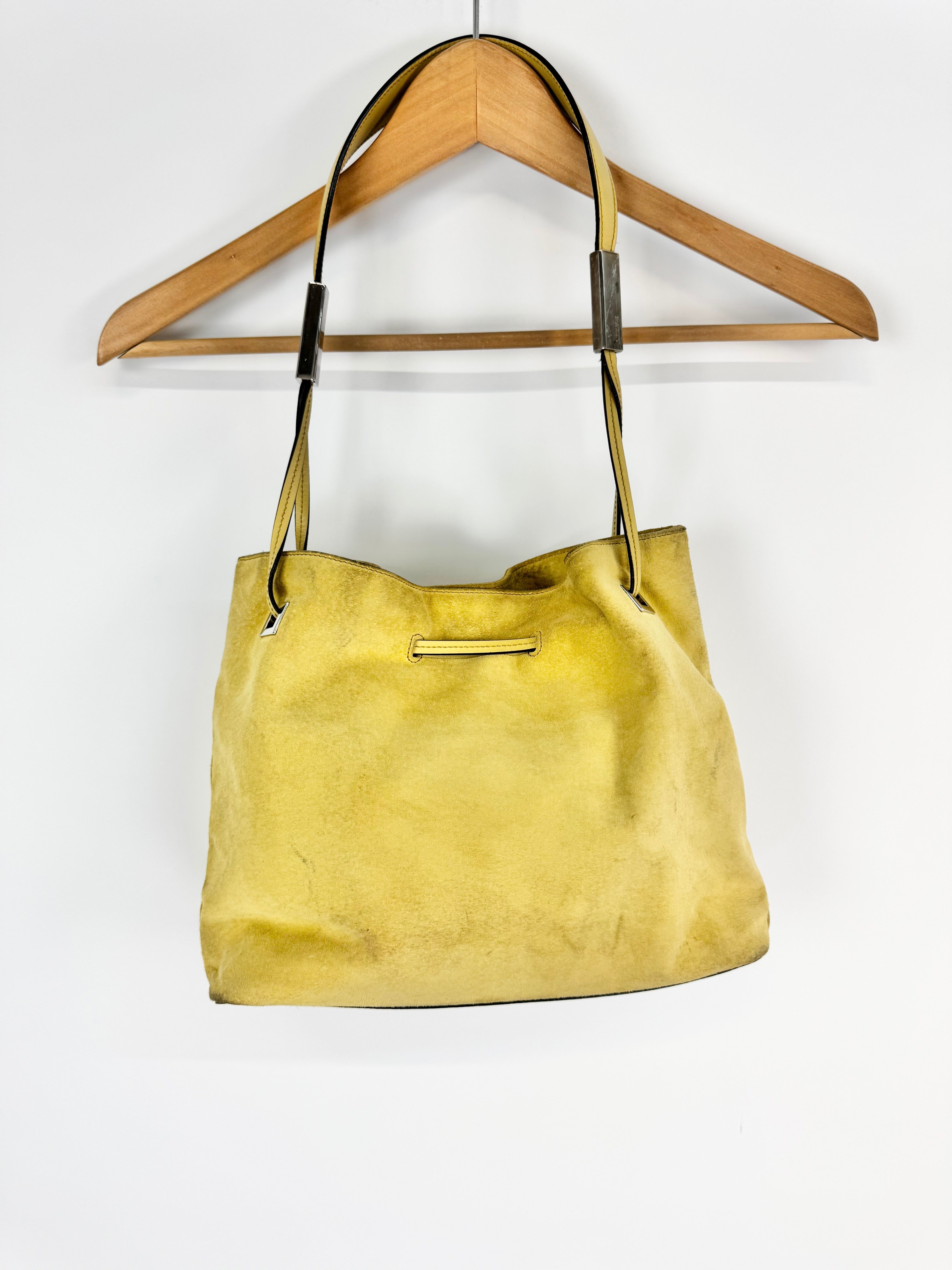 Vintage Bally 'Cladria' Butter Yellow Suede Shoulder Bag