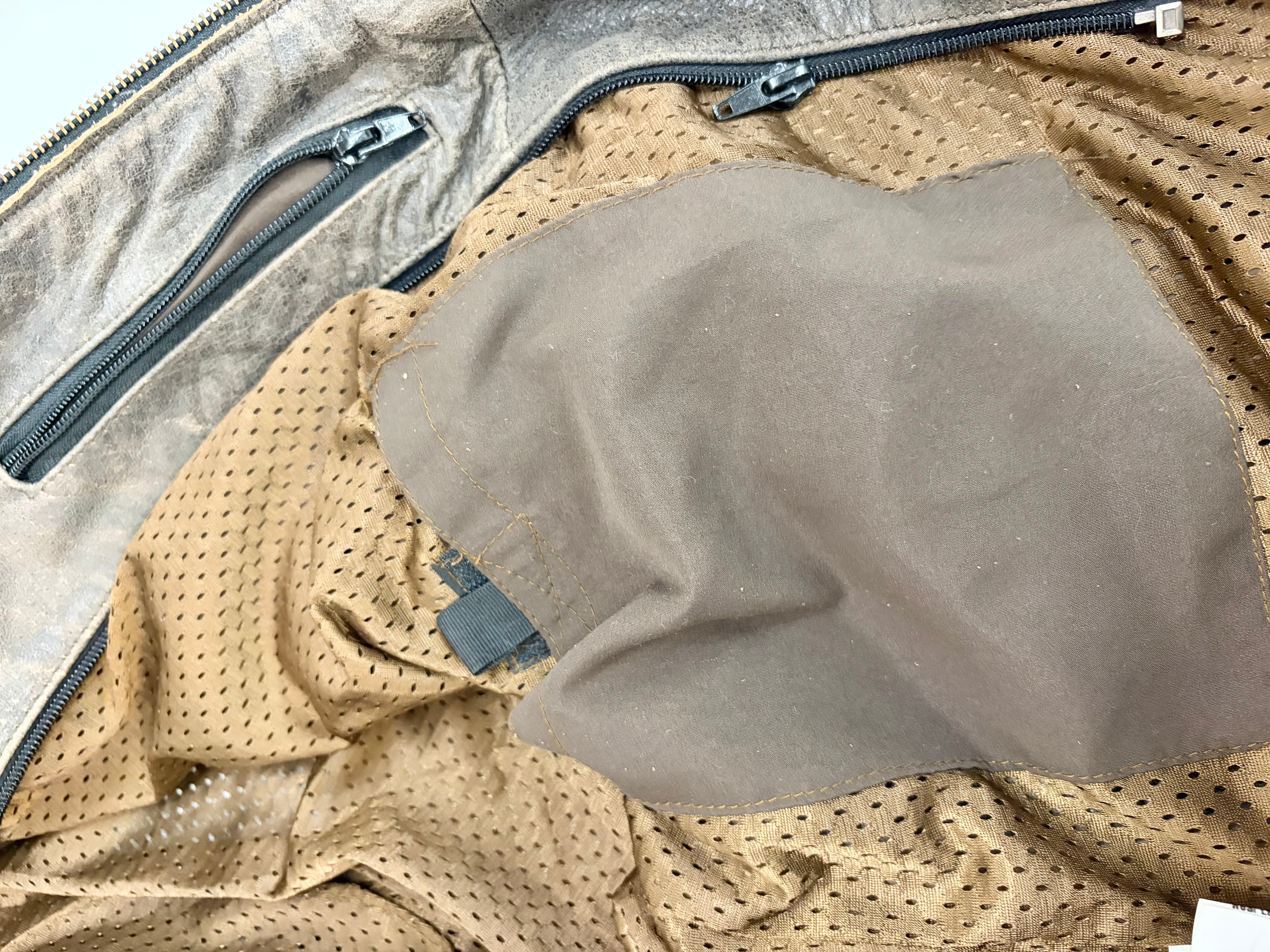 Vintage Chocolate and Cream Leather Motorcycle Jacket - XXL