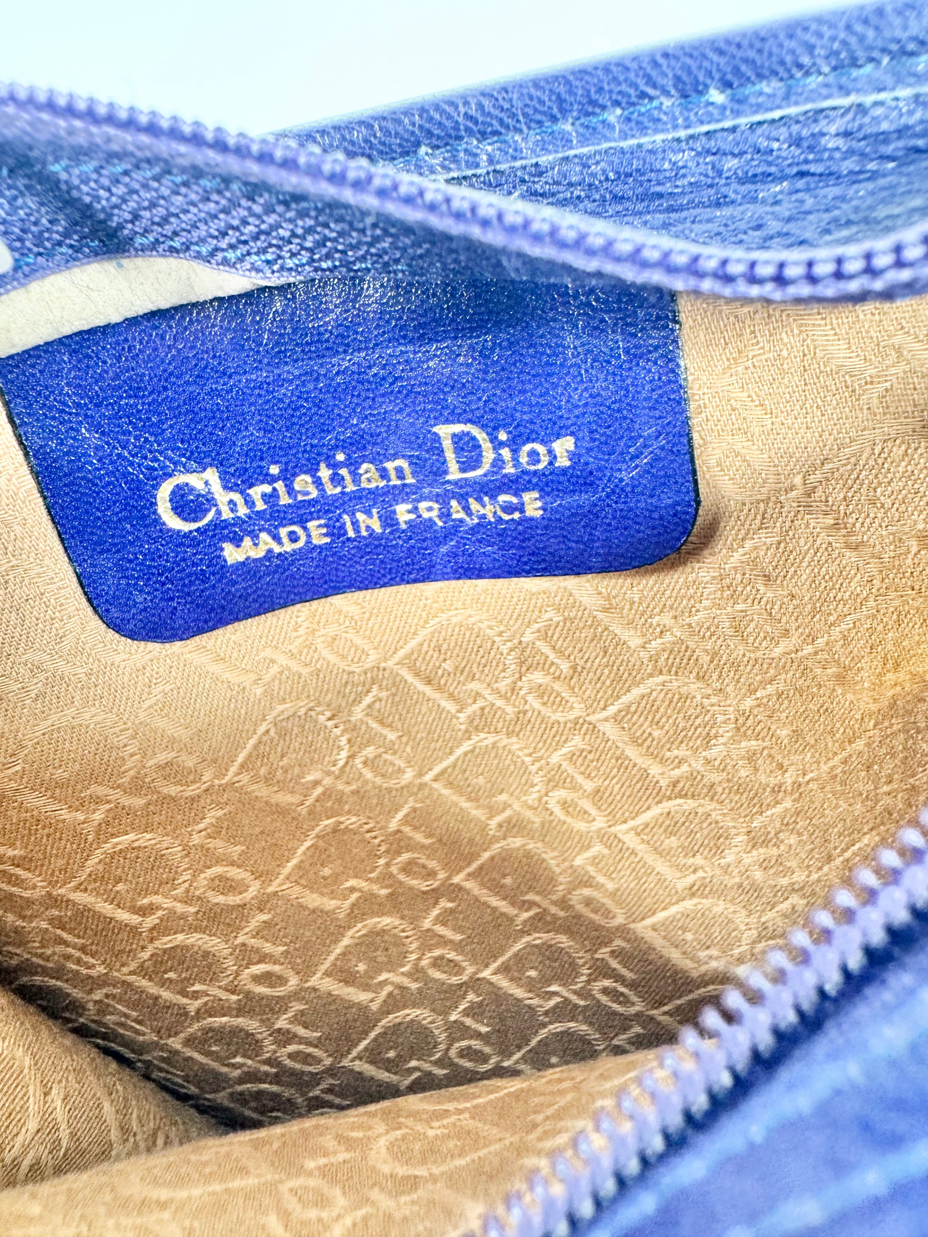 Vintage Christian Dior Blue Leather Cross Body Bag