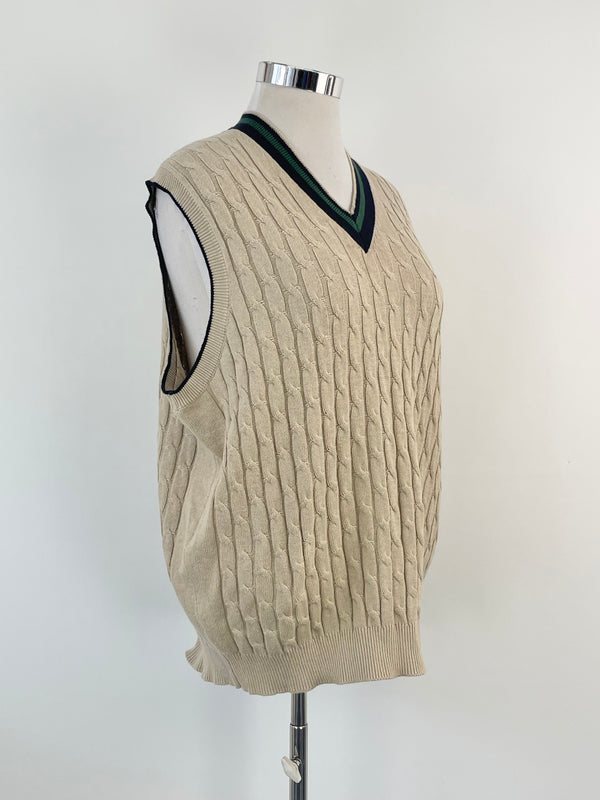 Pringle of Scotland for Weiss Beige Cable Knit Cotton Vest - L