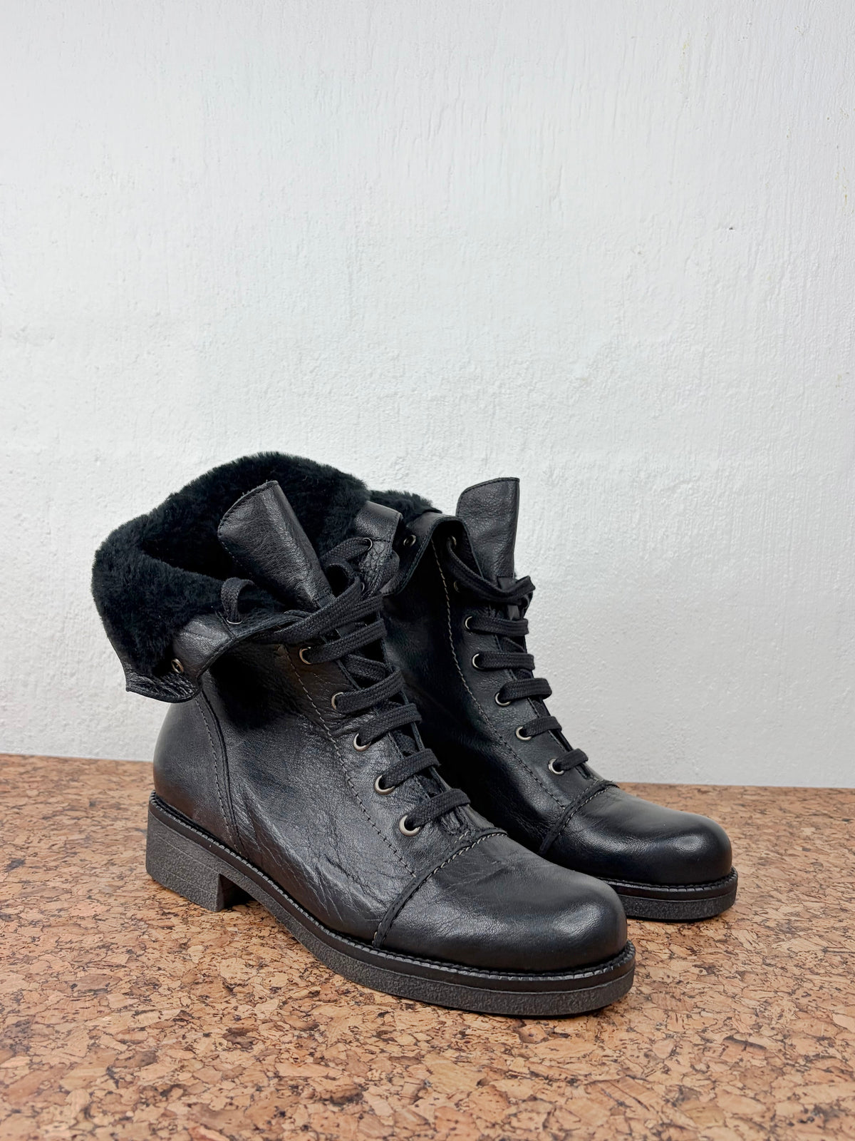 Wonders Black Fleece Lined Boots - EU38