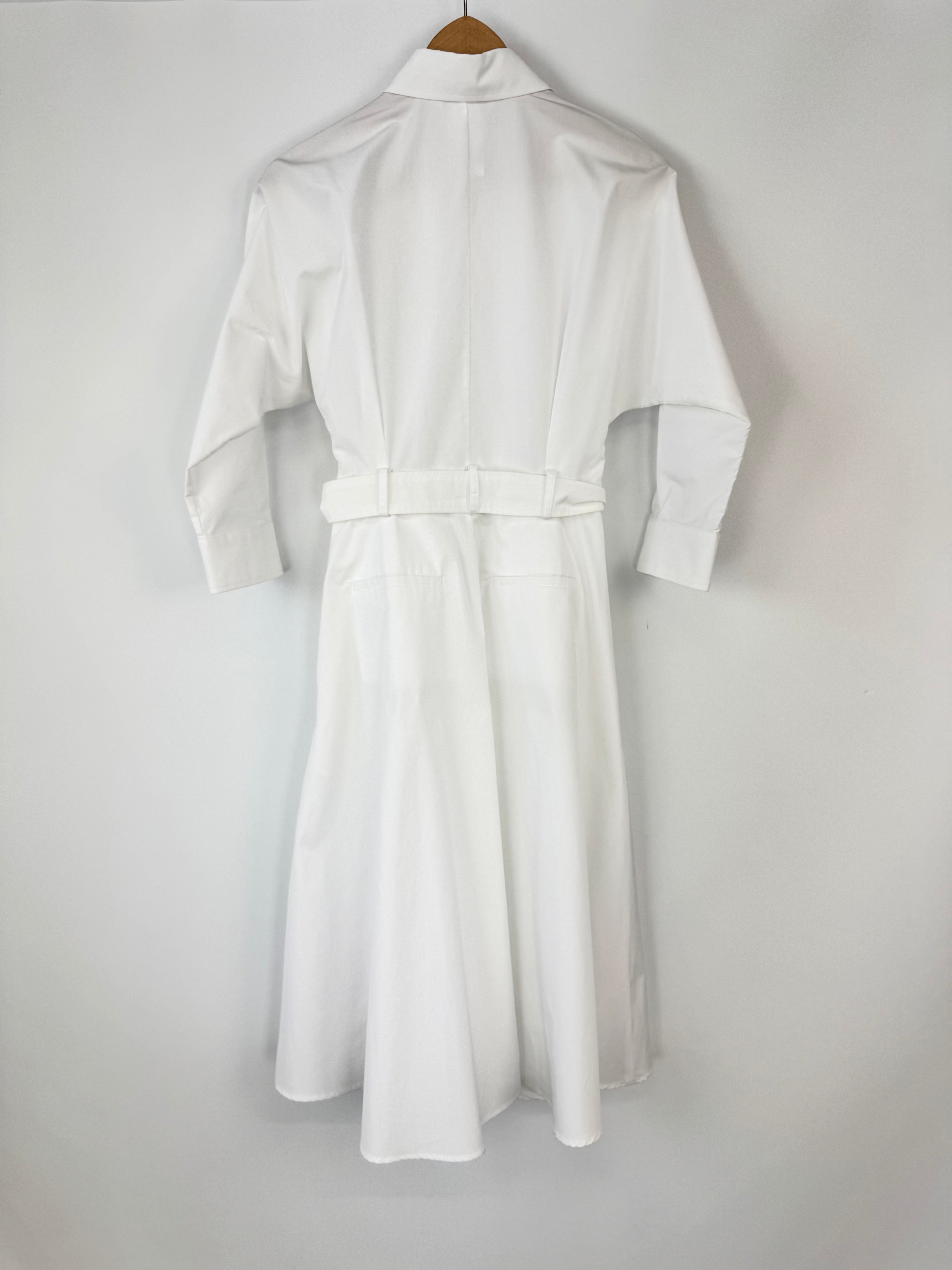 Max Mara Tailored White Cotton Shirt Dress - AU6
