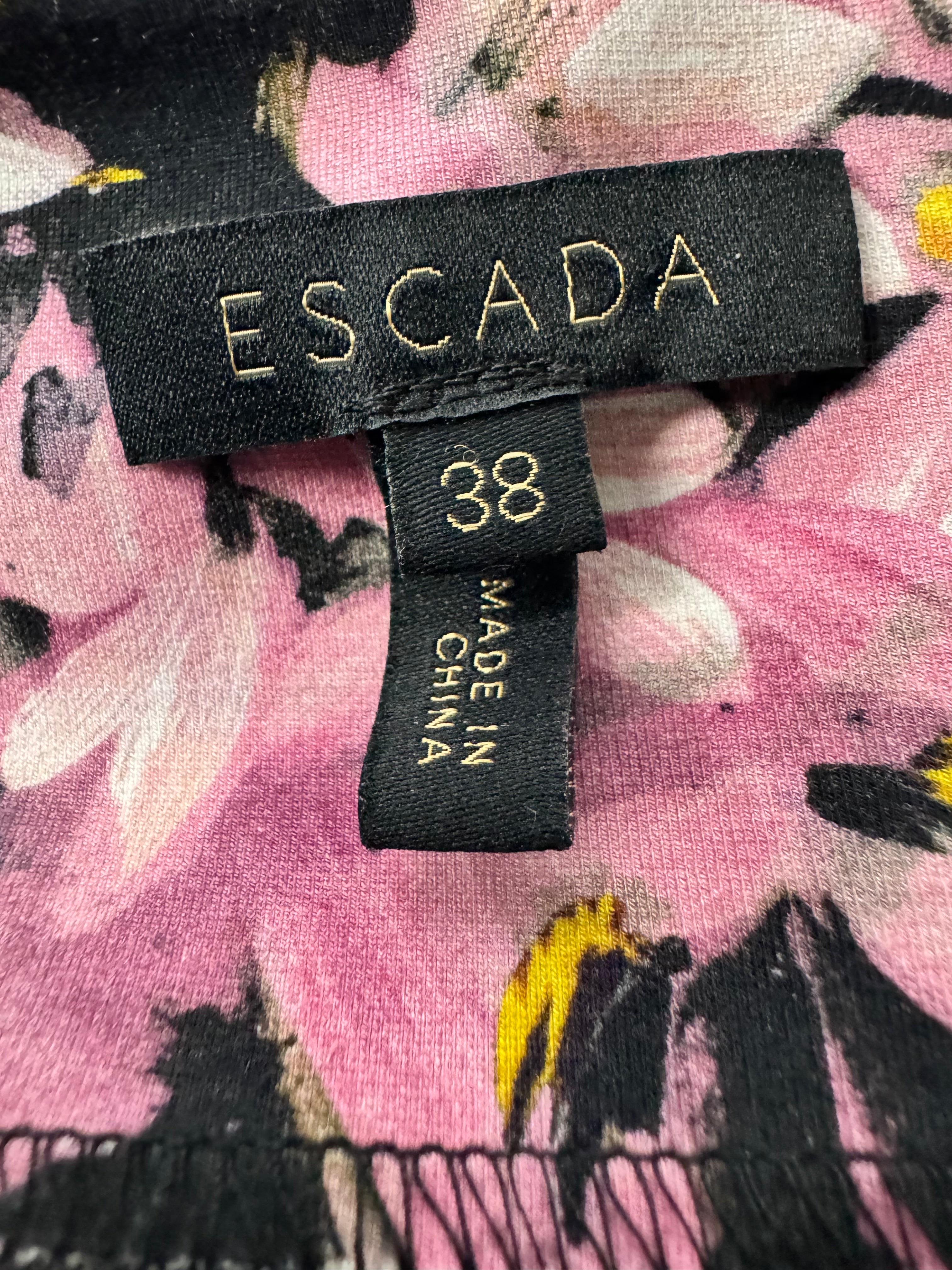 Escada Black Brushstroke Blossom Ruched Midi Dress - AU8/10