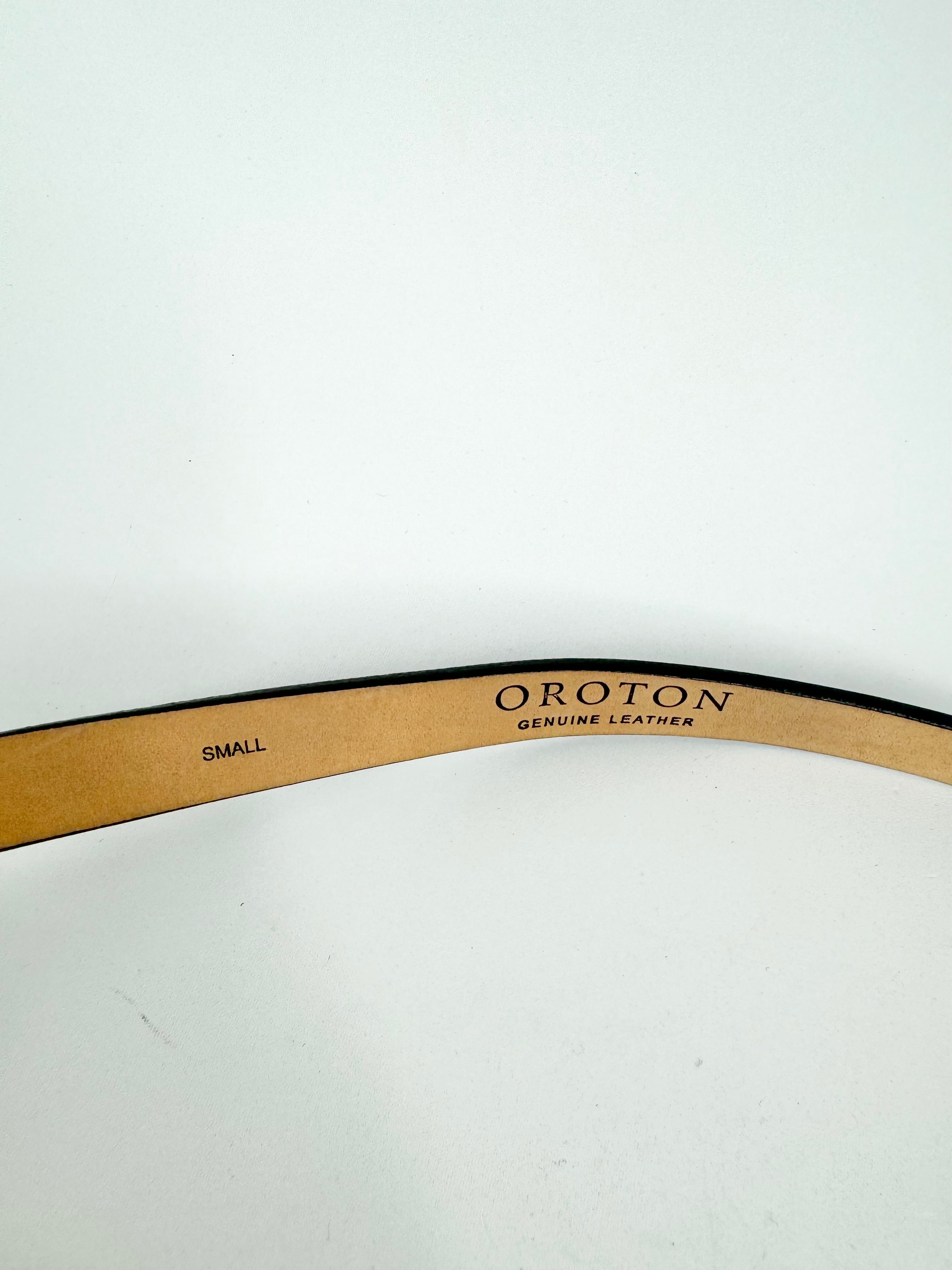 Oroton Slim Black Patent Leather Belt