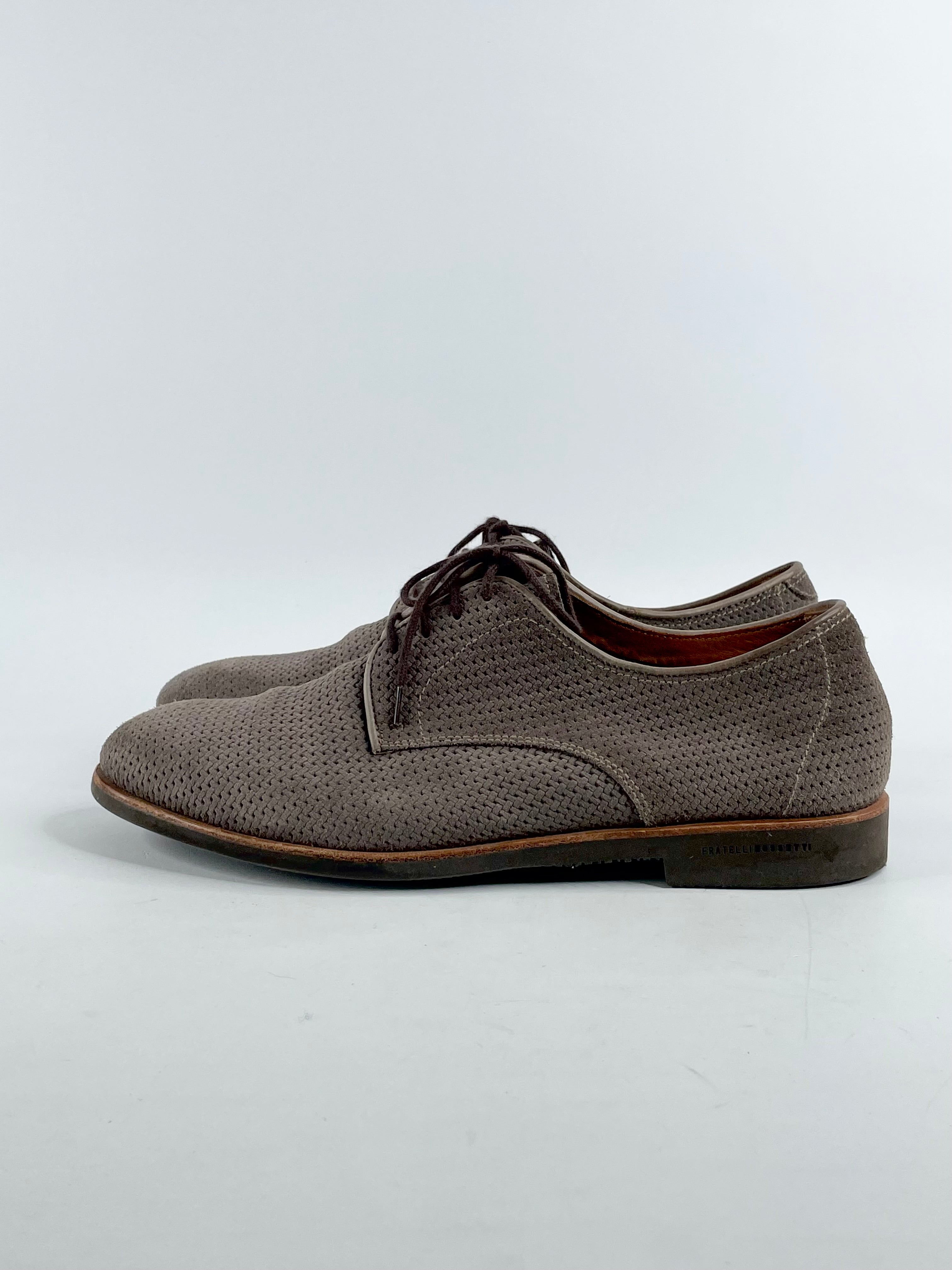 Fratelli Rossetti Taupe Woven Suede Lace Ups - EU39