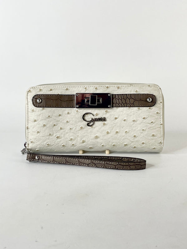 Guess Off-White Stud Texture Wristlet