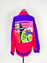 Vintage 80s Bay Club Neon Pink & Purple Running Jacket - AU12/14